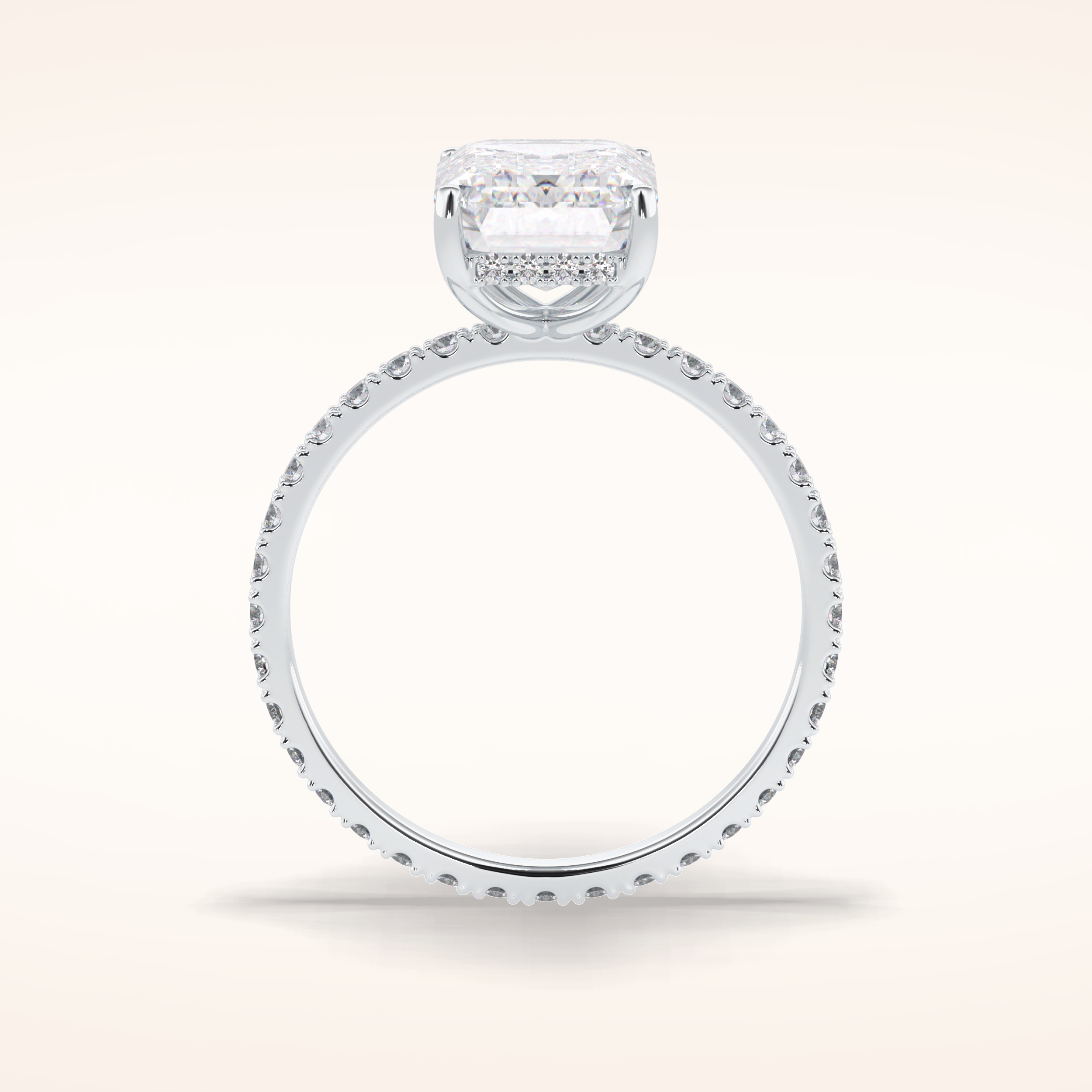 3.06 CT Emerald Shaped Pave Moissanite Engagement Ring