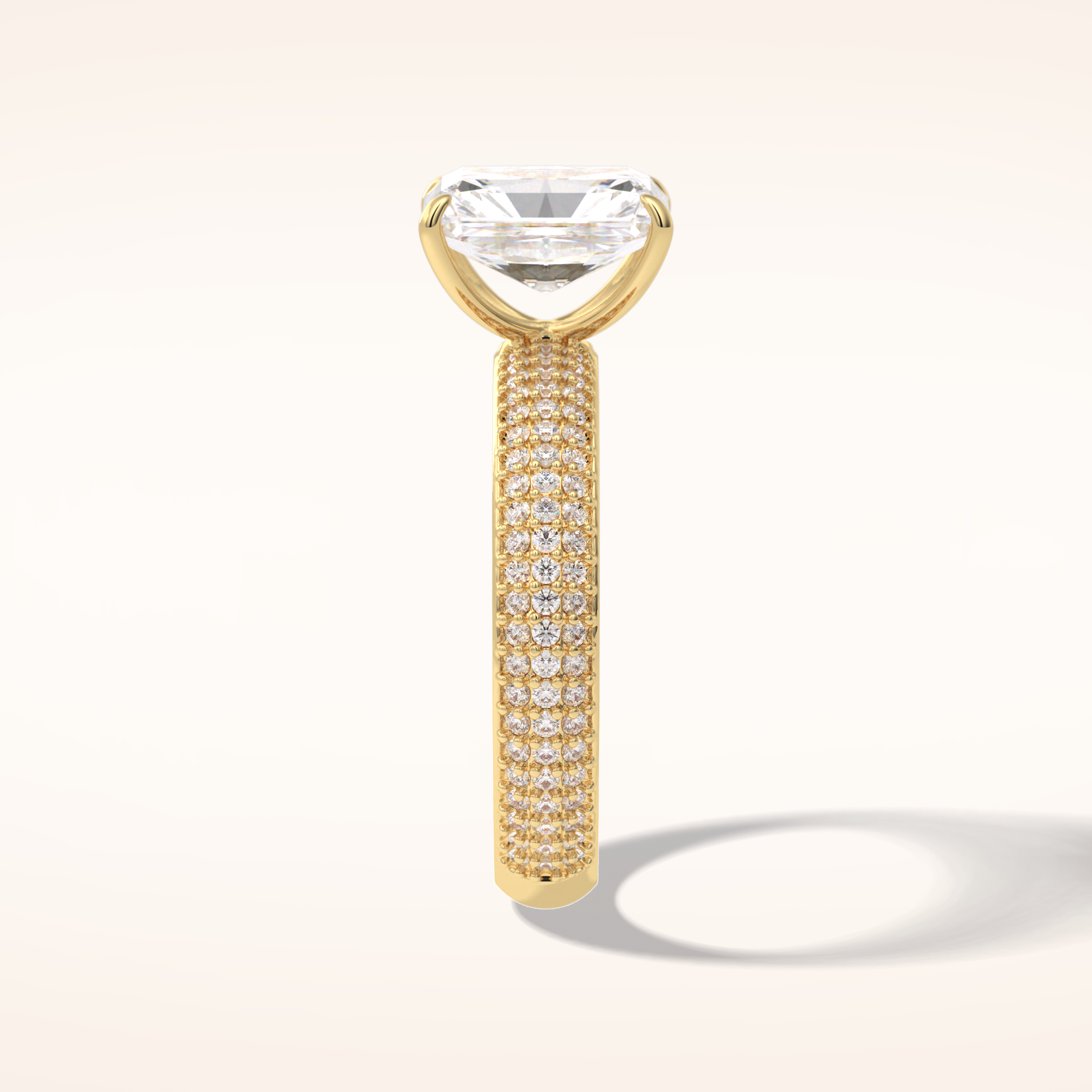 2 CT Radiant Shaped Pave Moissanite Engagement Ring