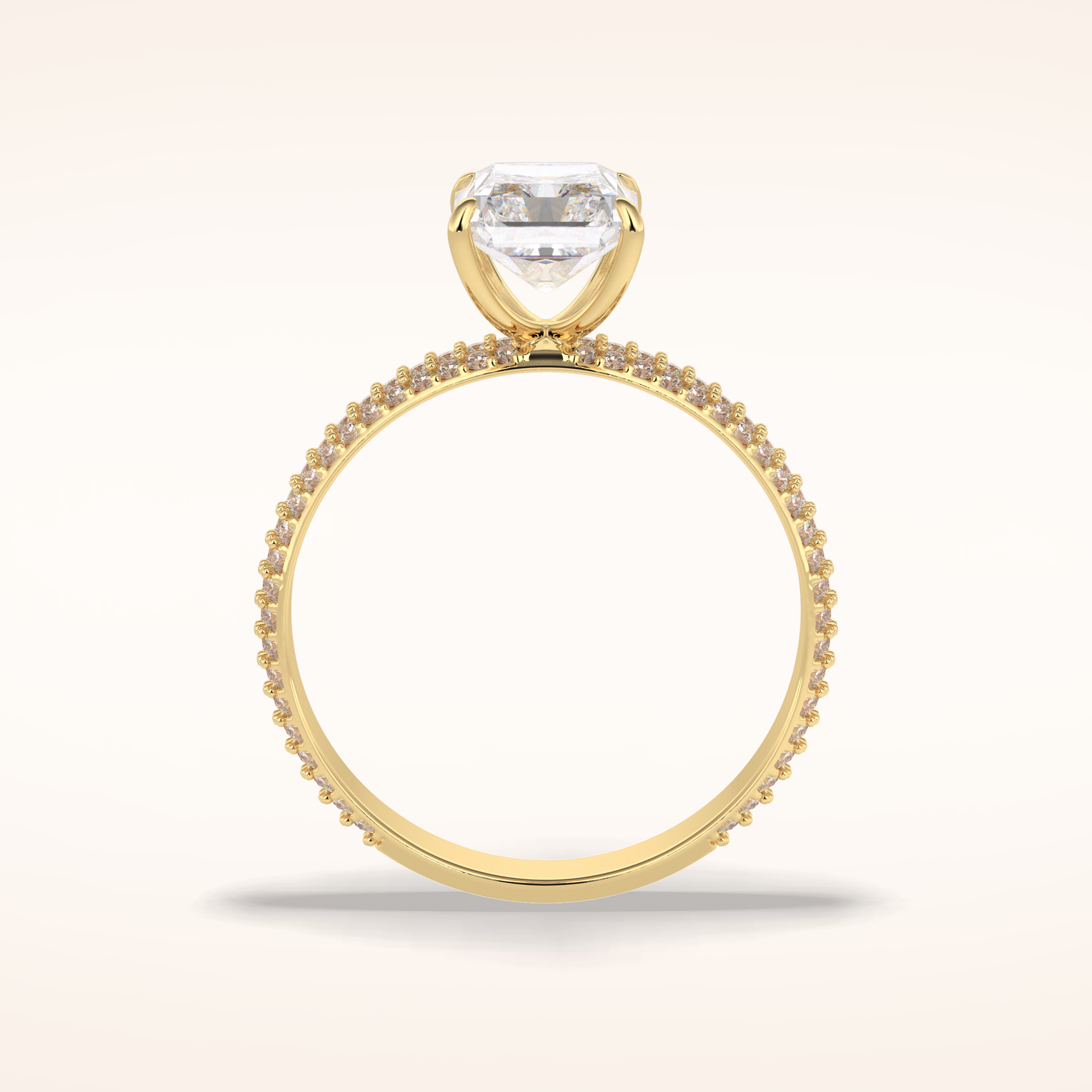 2 CT Radiant Shaped Pave Moissanite Engagement Ring