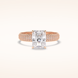 2 CT Radiant Shaped Pave Moissanite Engagement Ring