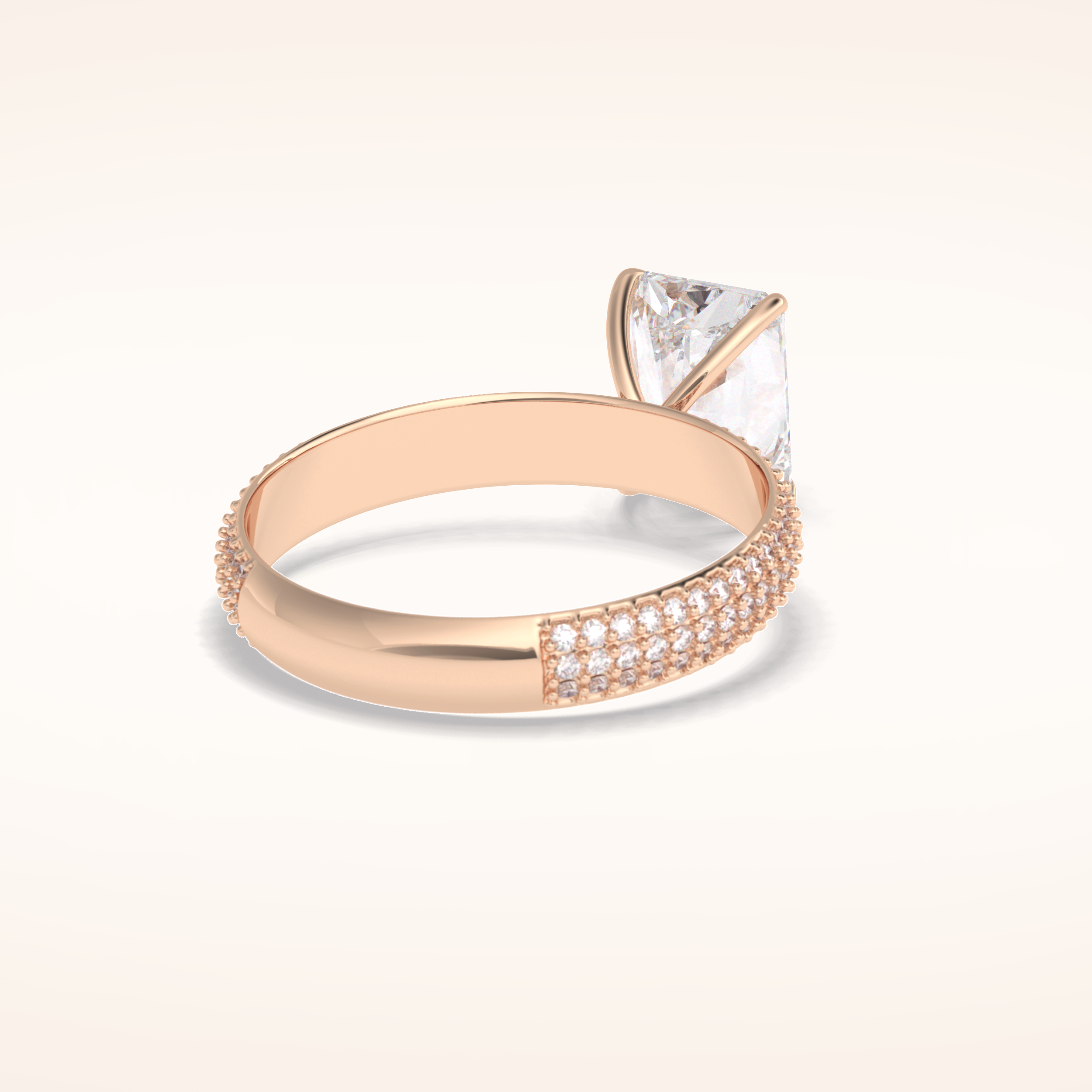 2 CT Radiant Shaped Pave Moissanite Engagement Ring