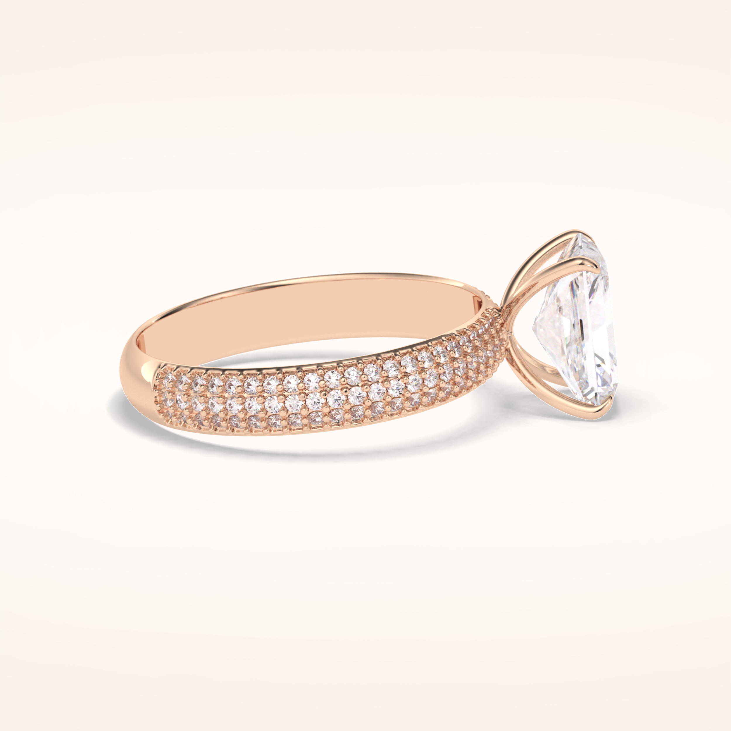 2 CT Radiant Shaped Pave Moissanite Engagement Ring