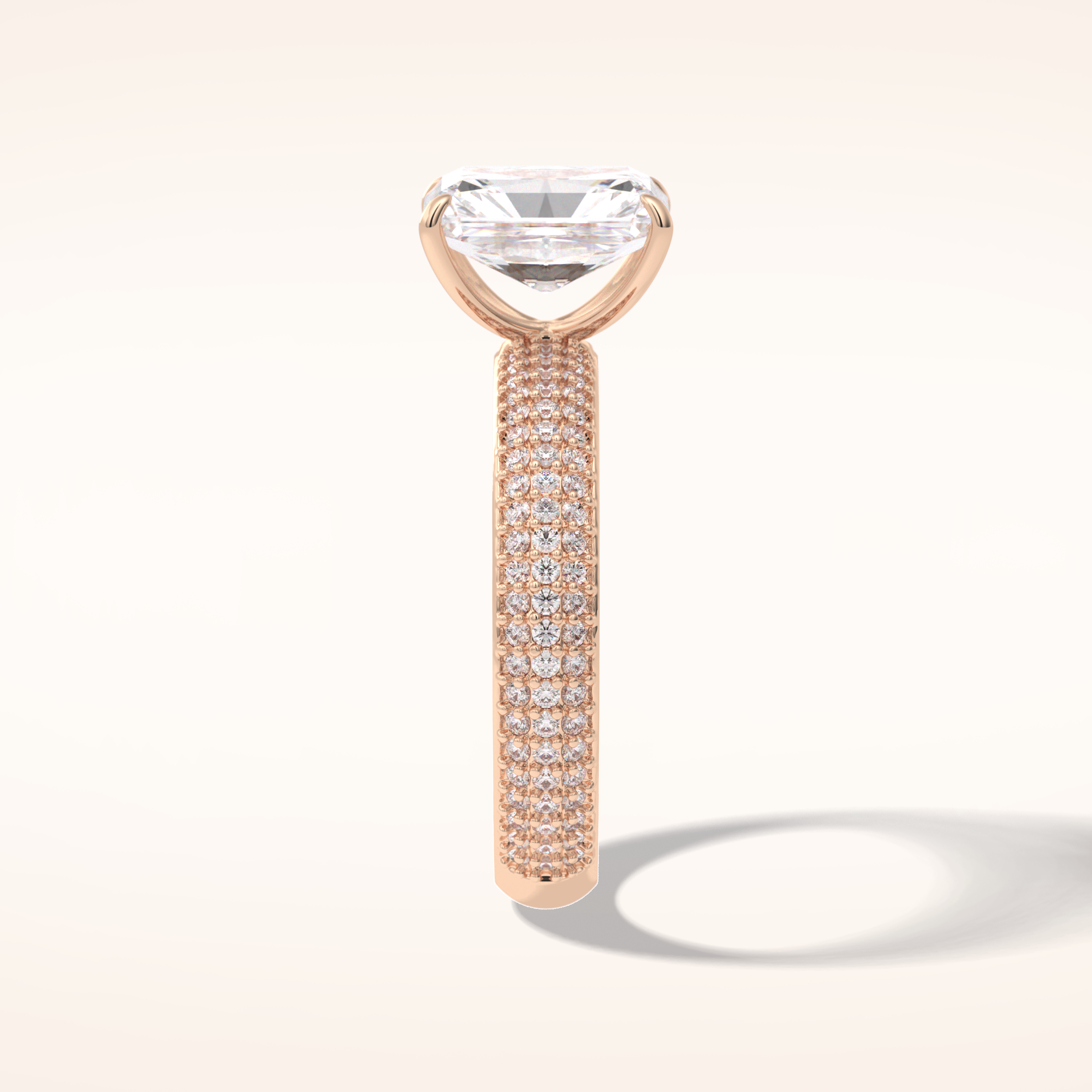 2 CT Radiant Shaped Pave Moissanite Engagement Ring