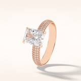 2 CT Radiant Shaped Pave Moissanite Engagement Ring