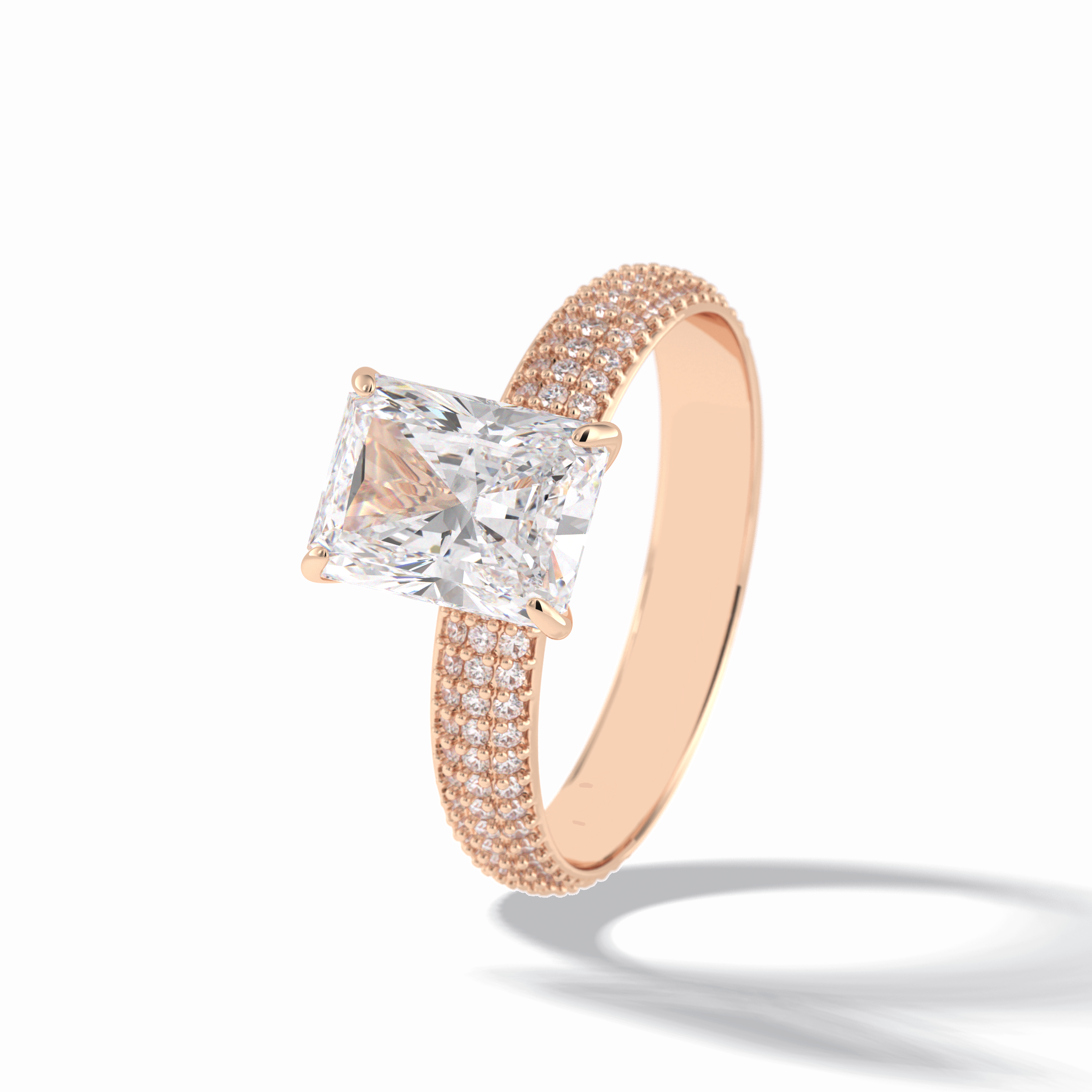 Radiant Pave Lab Grown Diamond Engagement Ring