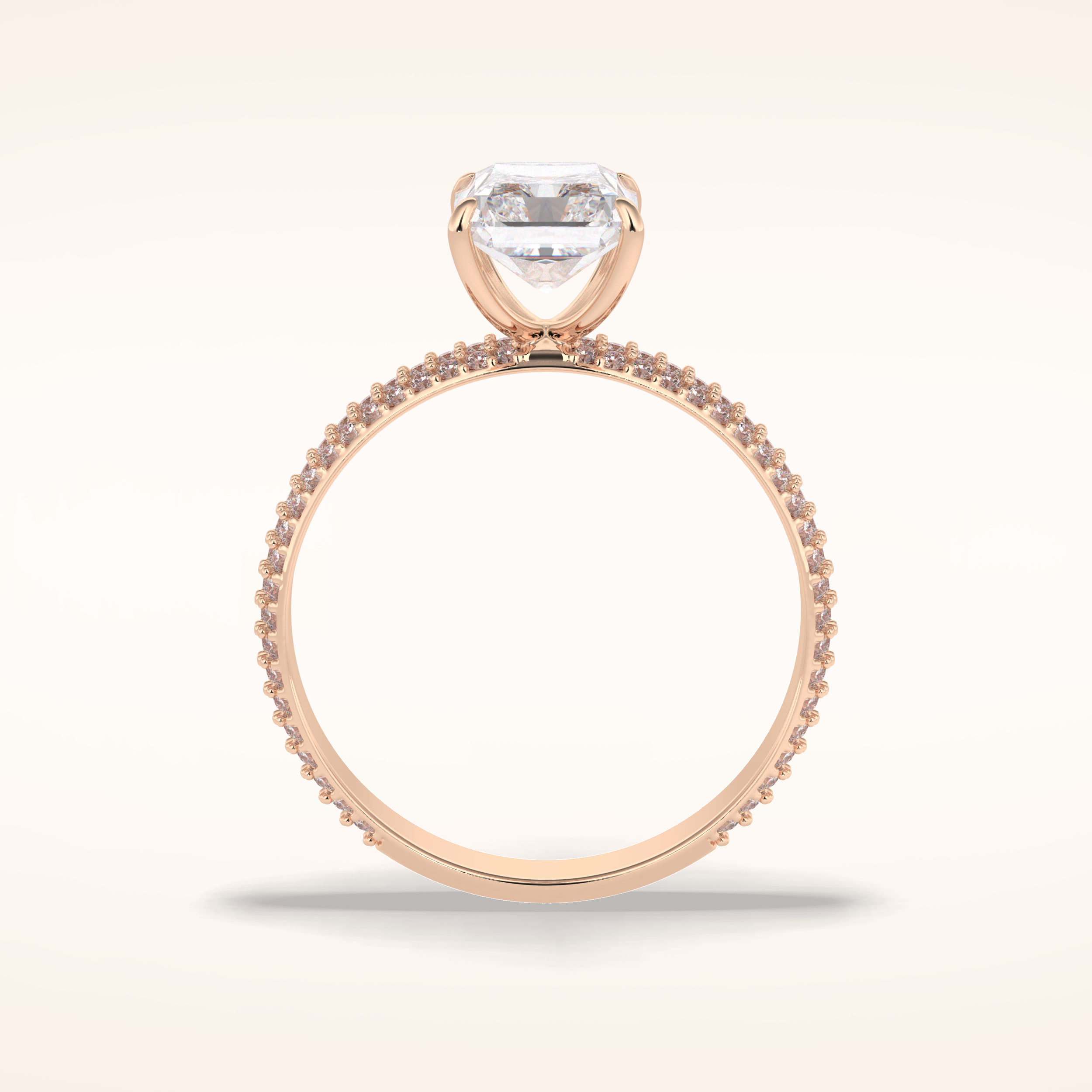 2 CT Radiant Shaped Pave Moissanite Engagement Ring