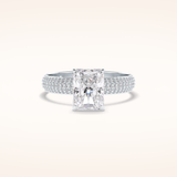2 CT Radiant Shaped Pave Moissanite Engagement Ring