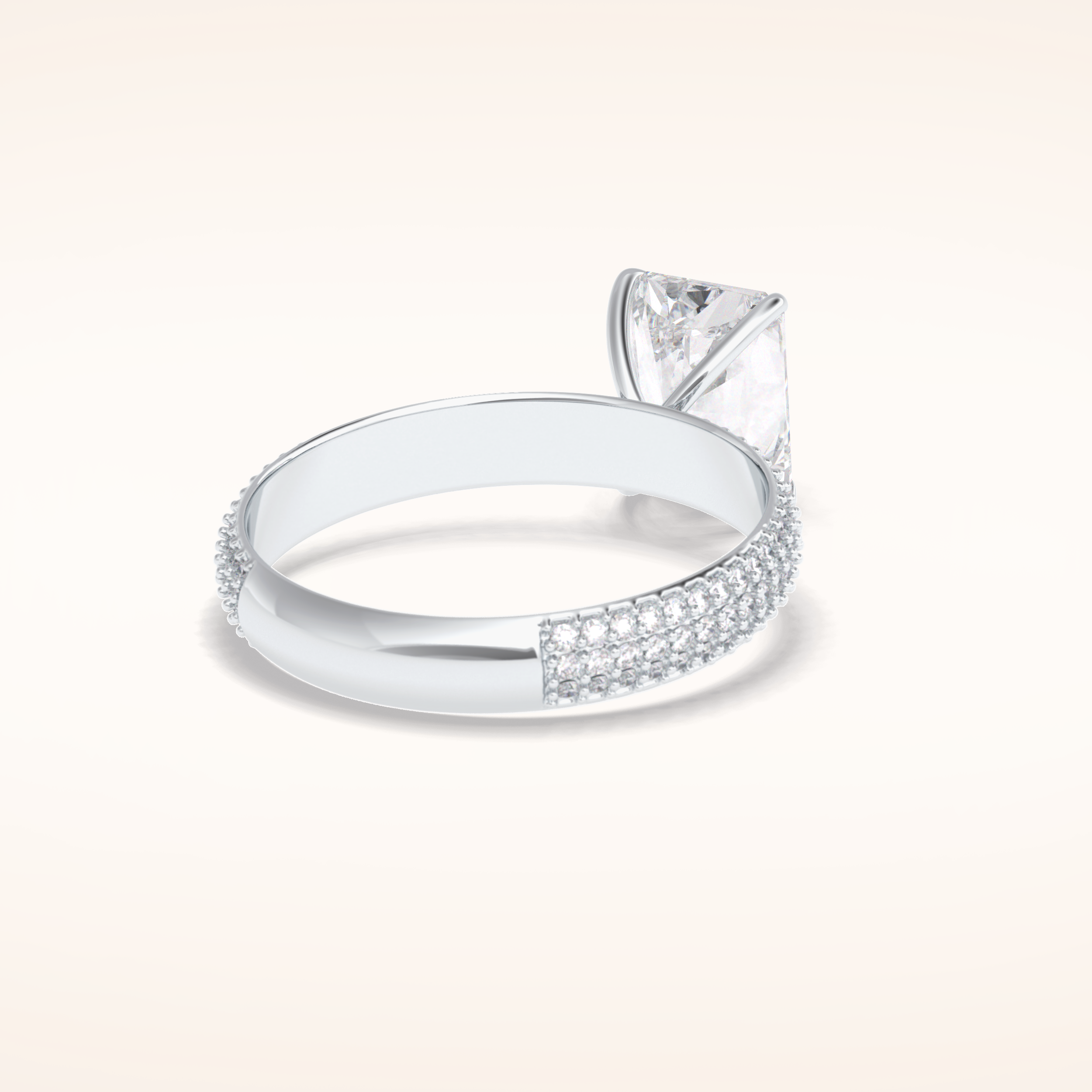 2 CT Radiant Shaped Pave Moissanite Engagement Ring