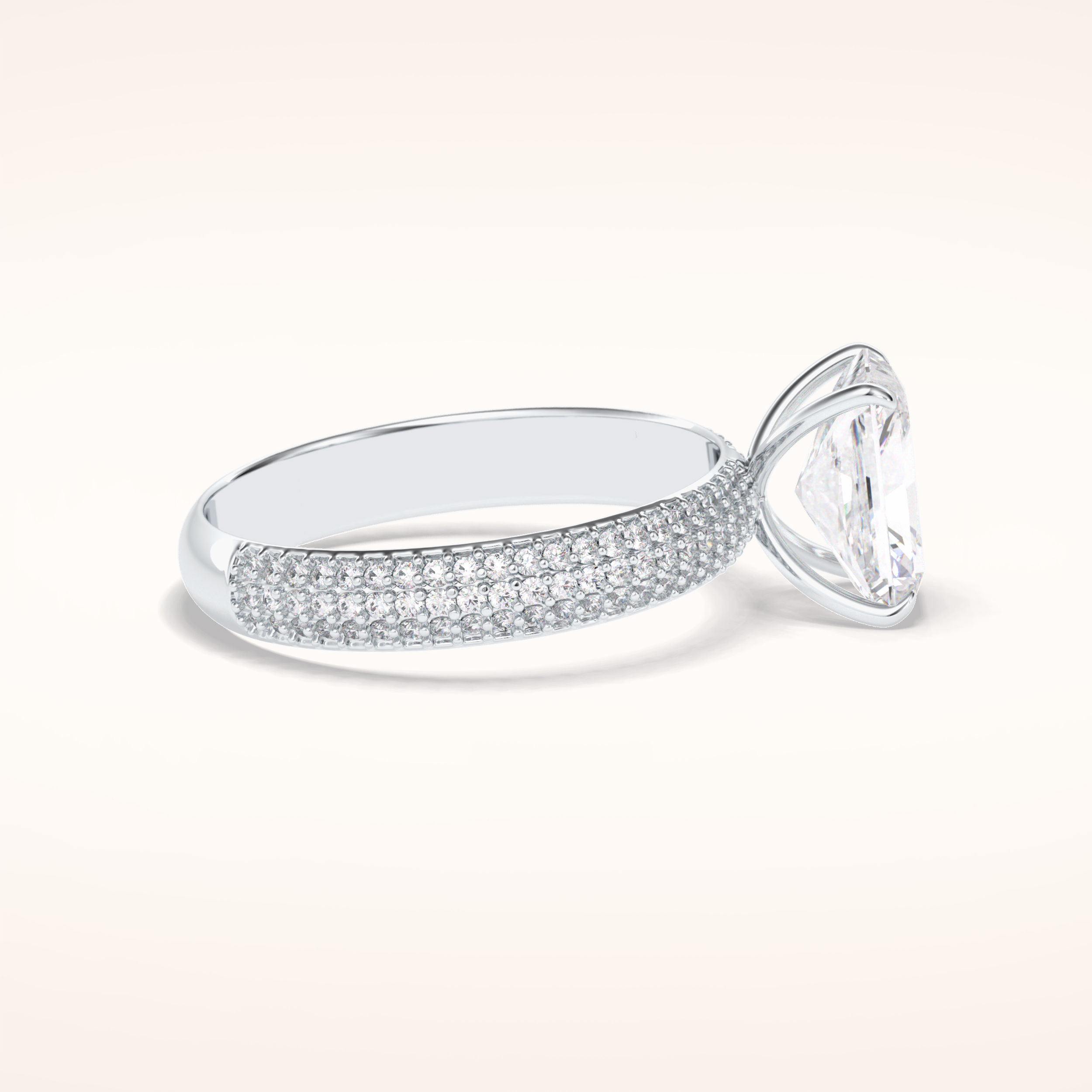 2 CT Radiant Shaped Pave Moissanite Engagement Ring