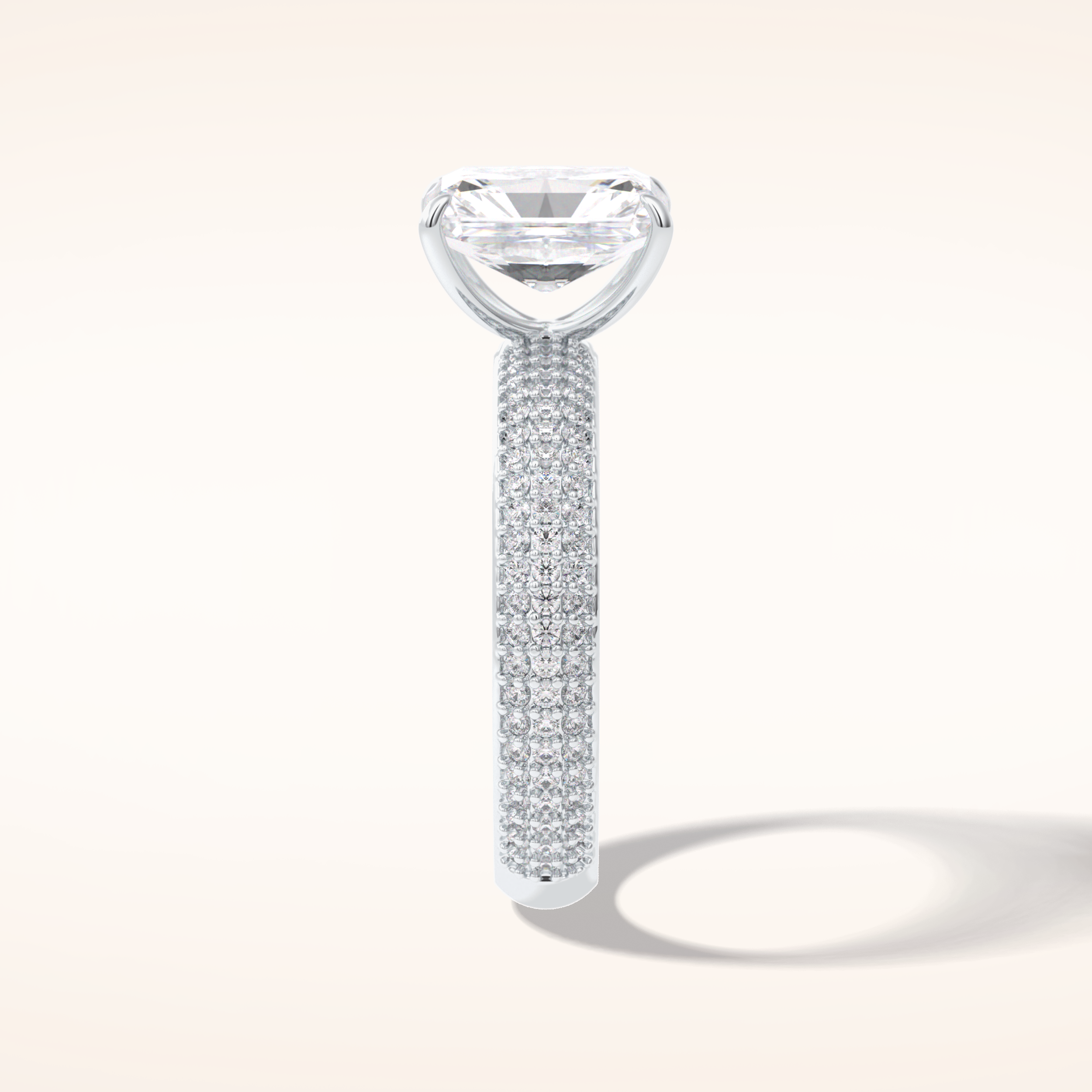 2 CT Radiant Shaped Pave Moissanite Engagement Ring