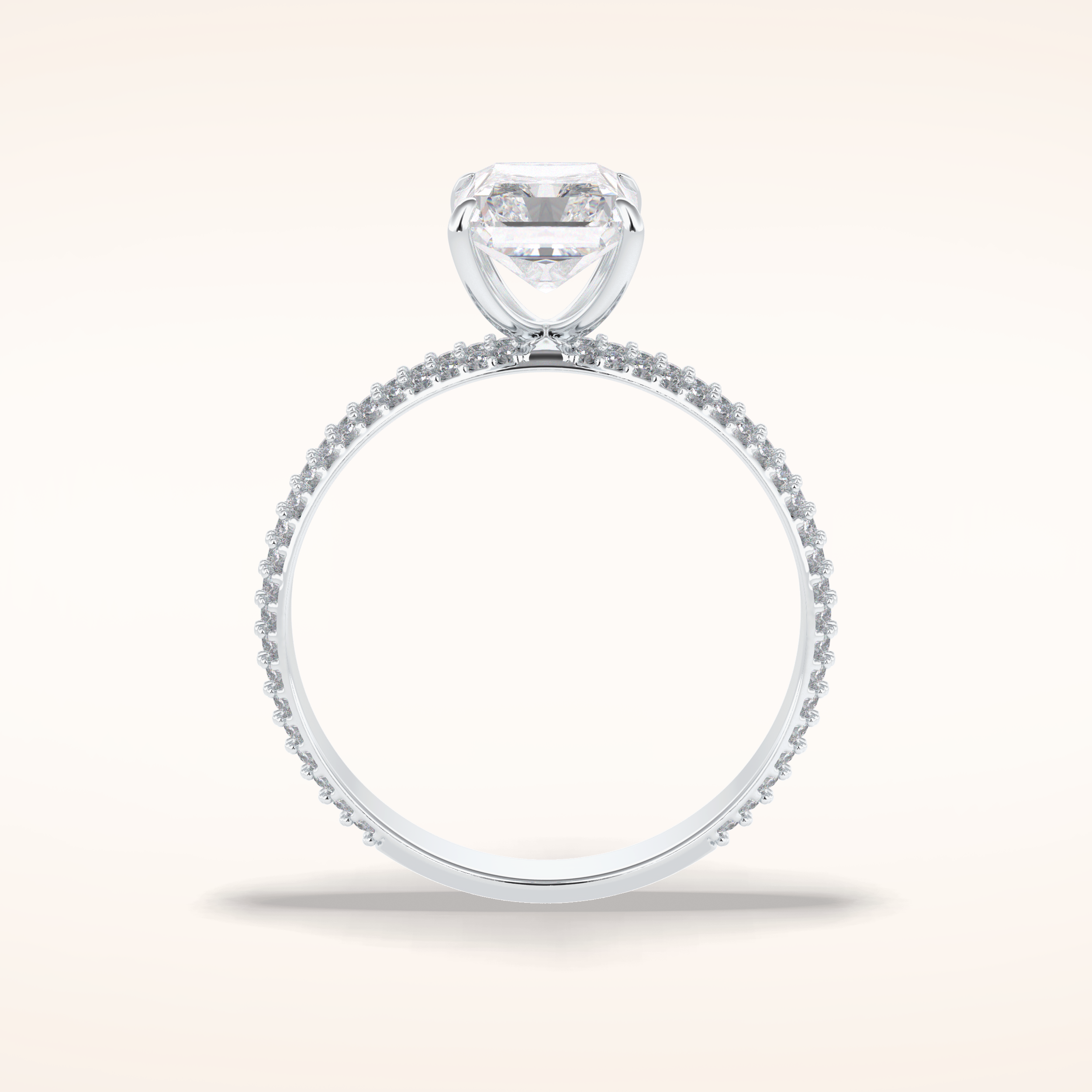 2 CT Radiant Shaped Pave Moissanite Engagement Ring