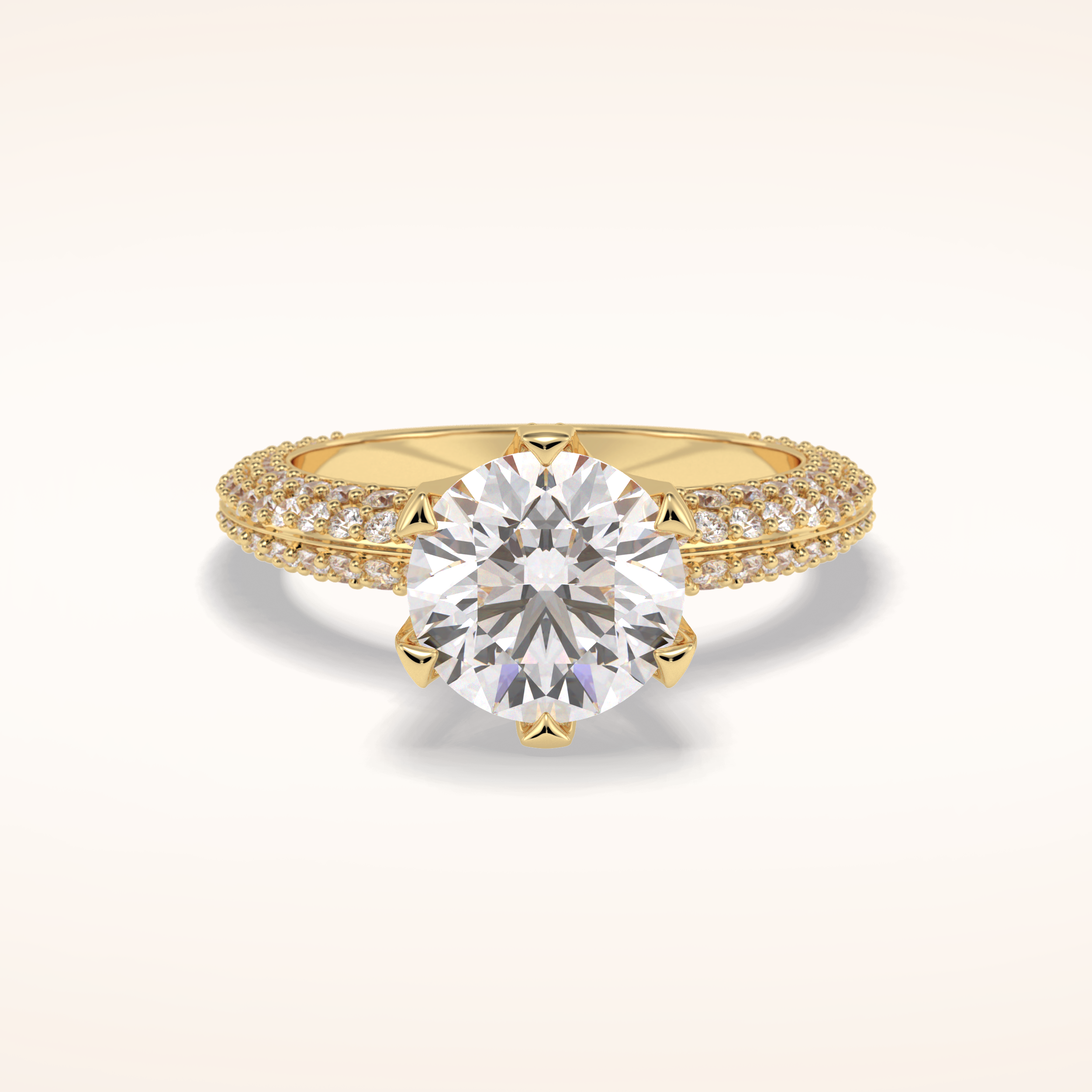 2.5 CT Round Shaped Pave Moissanite Engagement Ring