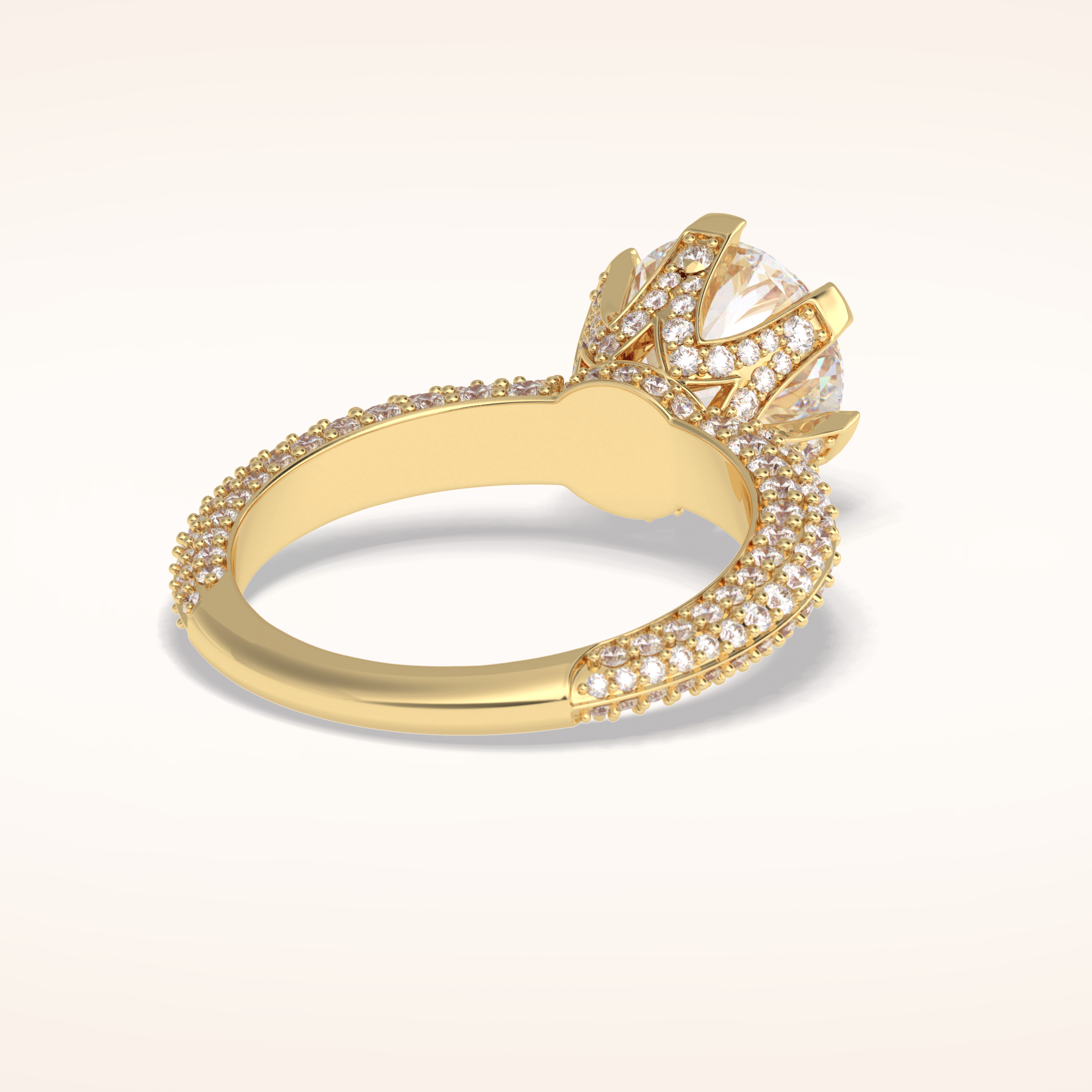 2.5 CT Round Shaped Pave Moissanite Engagement Ring