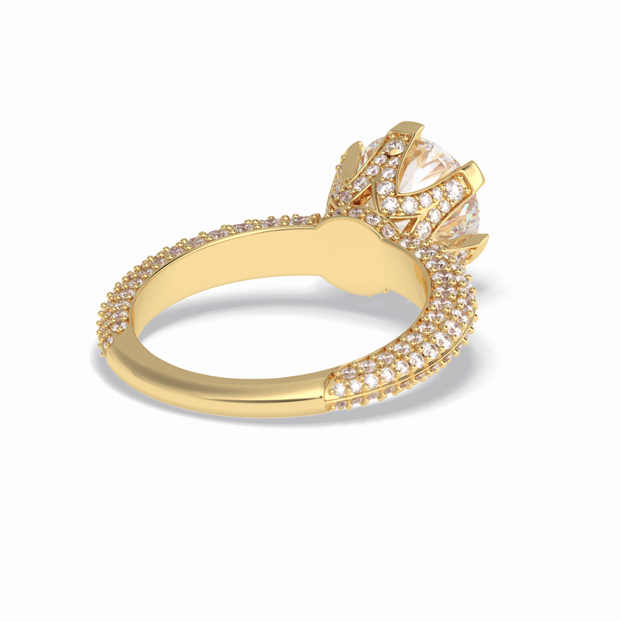 Round Pave Lab Grown Diamond Engagement Ring