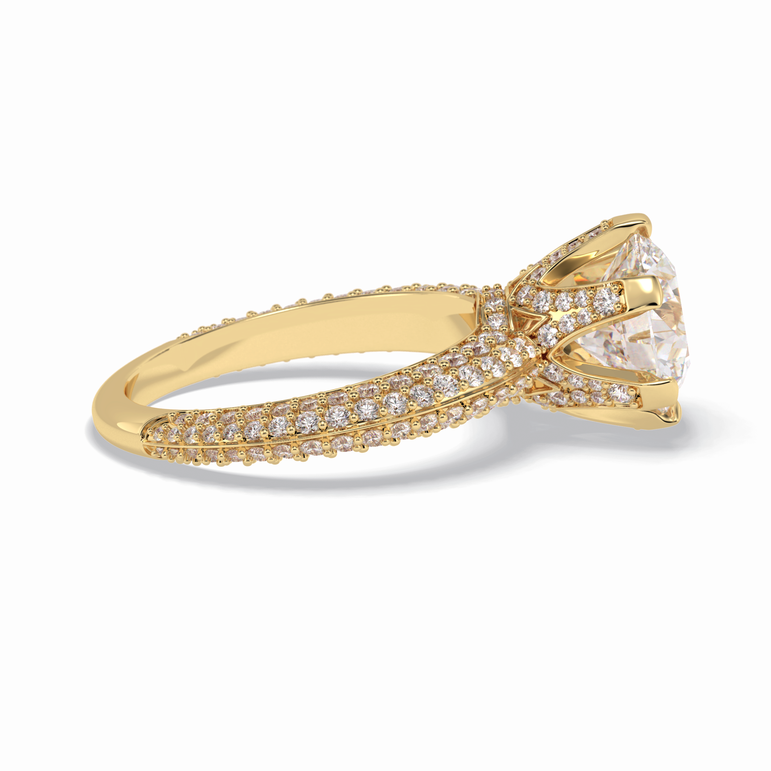 Round Pave Lab Grown Diamond Engagement Ring