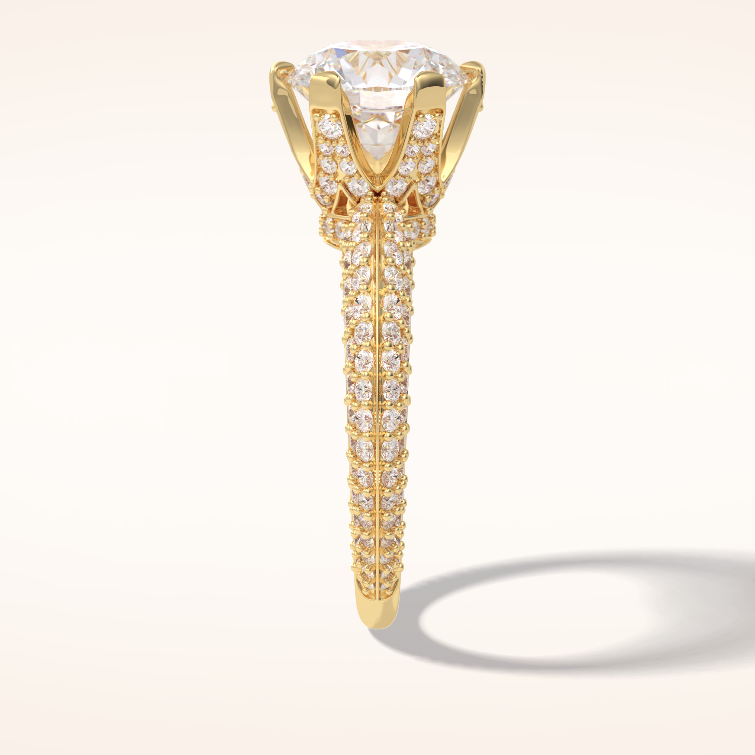 2.5 CT Round Shaped Pave Moissanite Engagement Ring