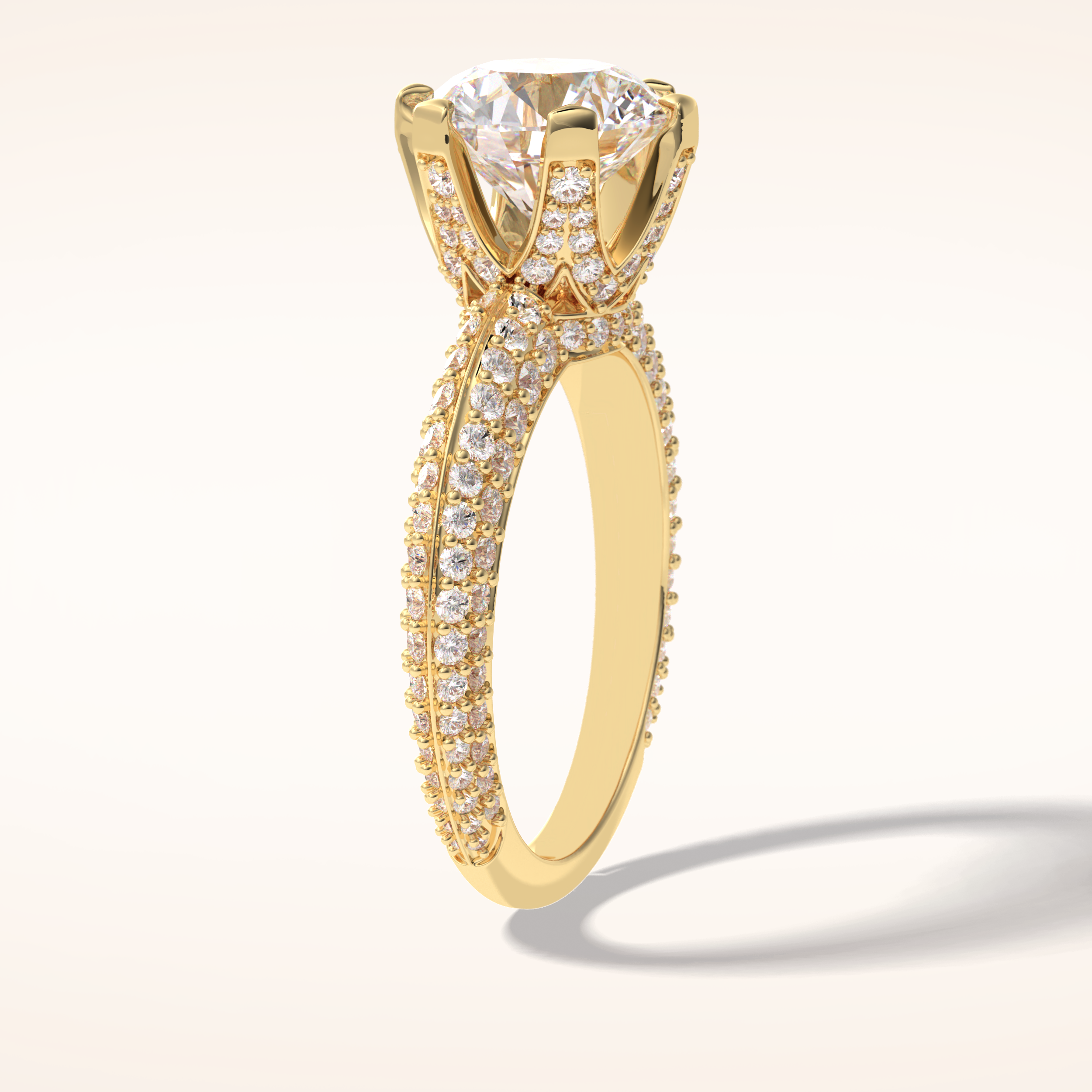 2.5 CT Round Shaped Pave Moissanite Engagement Ring