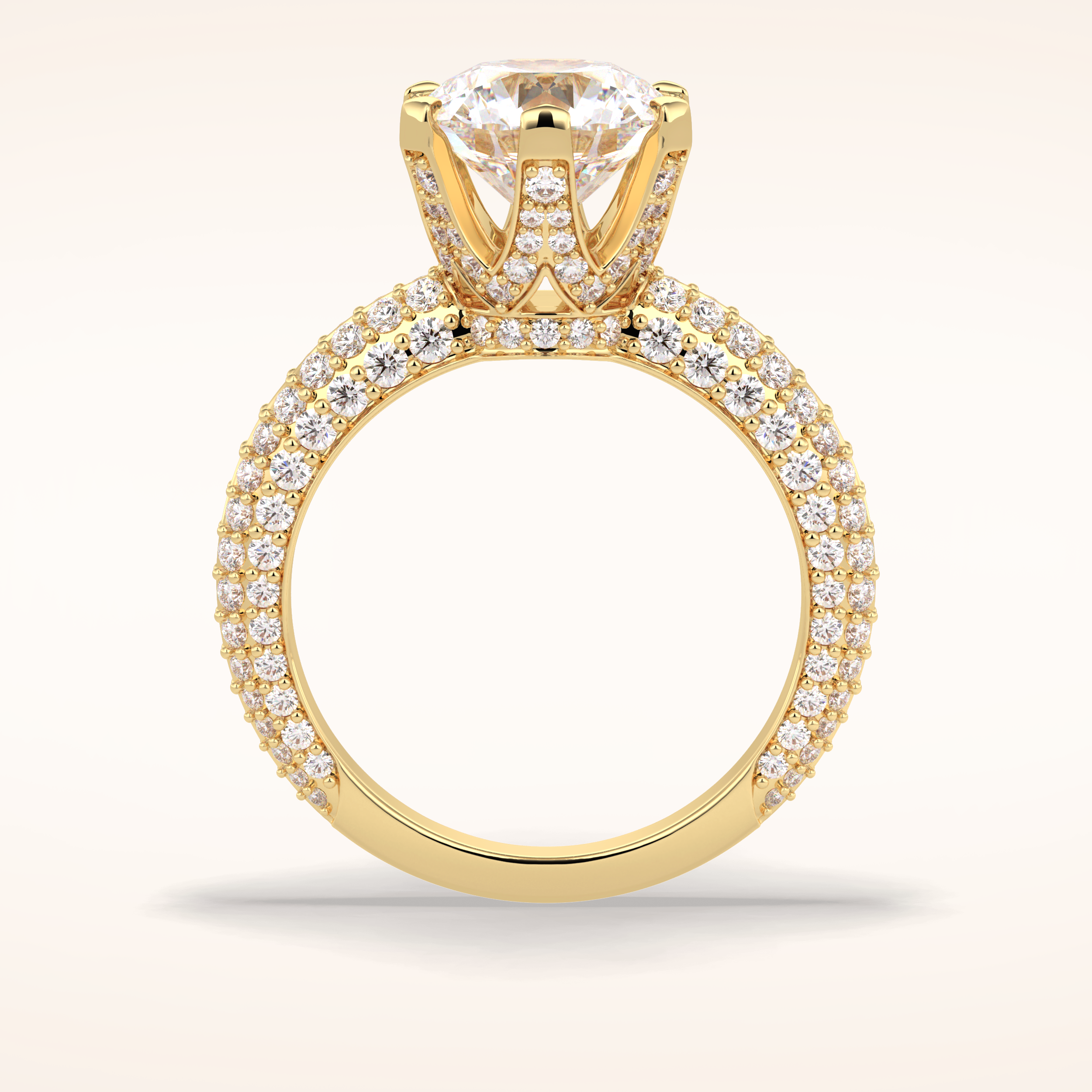 2.5 CT Round Shaped Pave Moissanite Engagement Ring