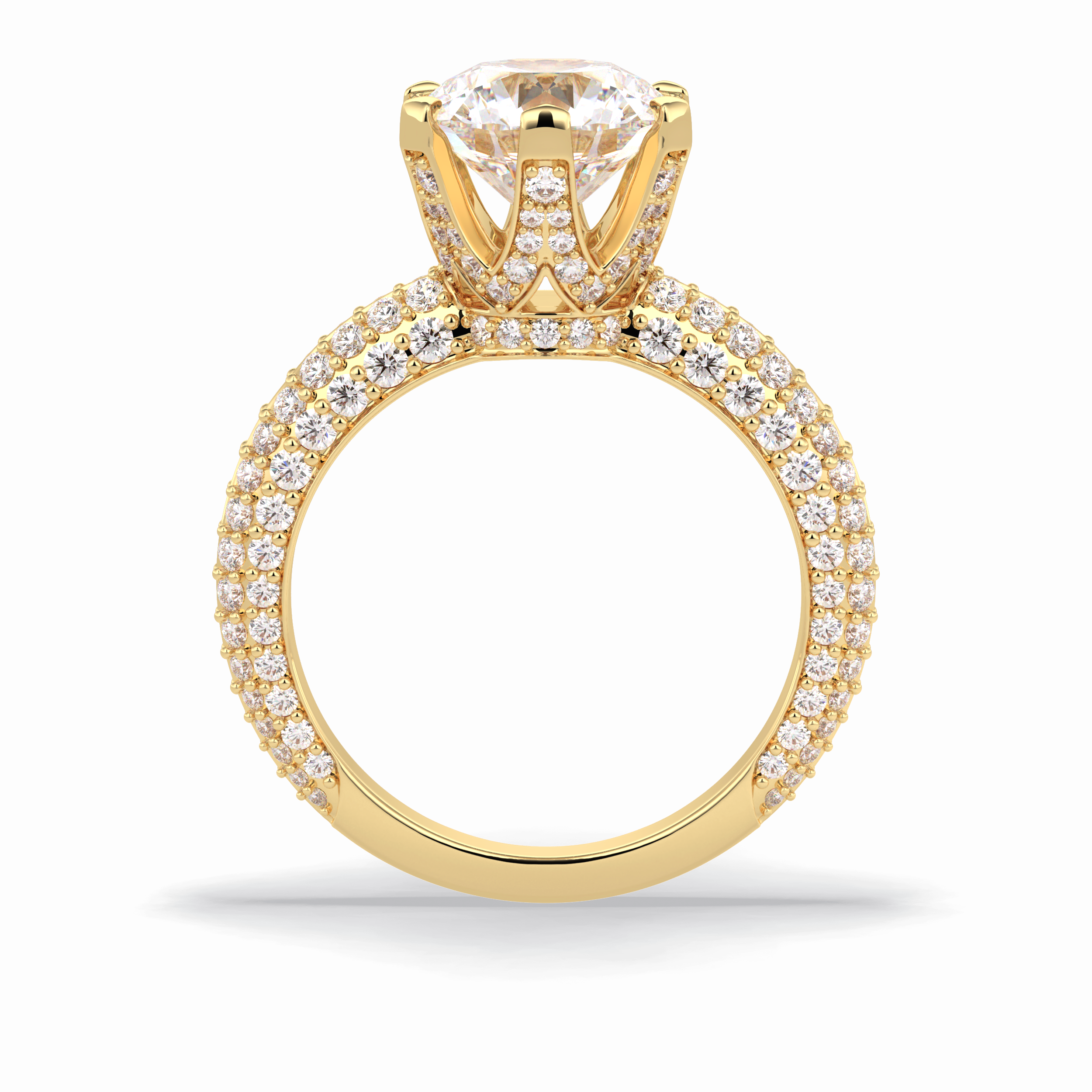 Round Pave Lab Grown Diamond Engagement Ring