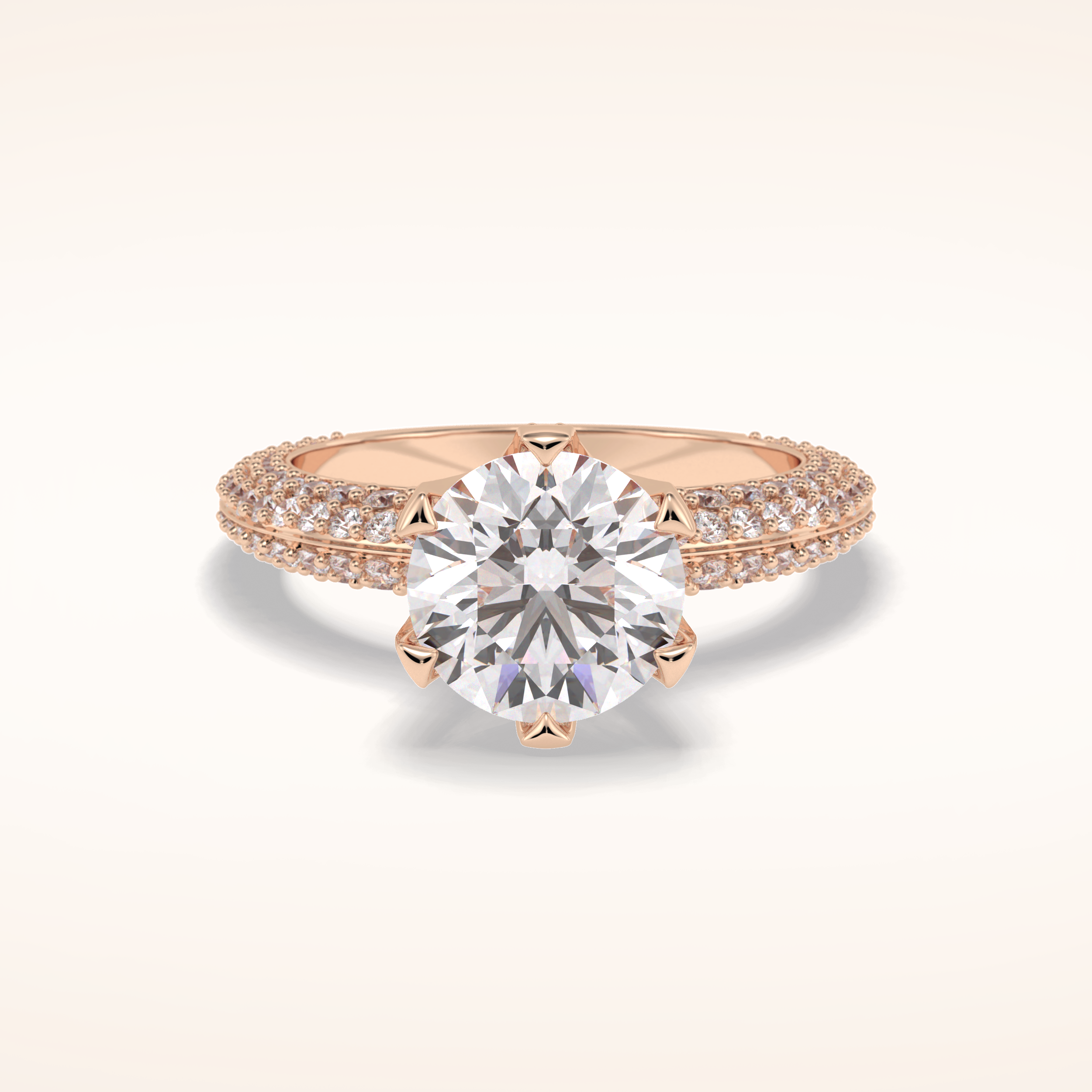 2.5 CT Round Shaped Pave Moissanite Engagement Ring