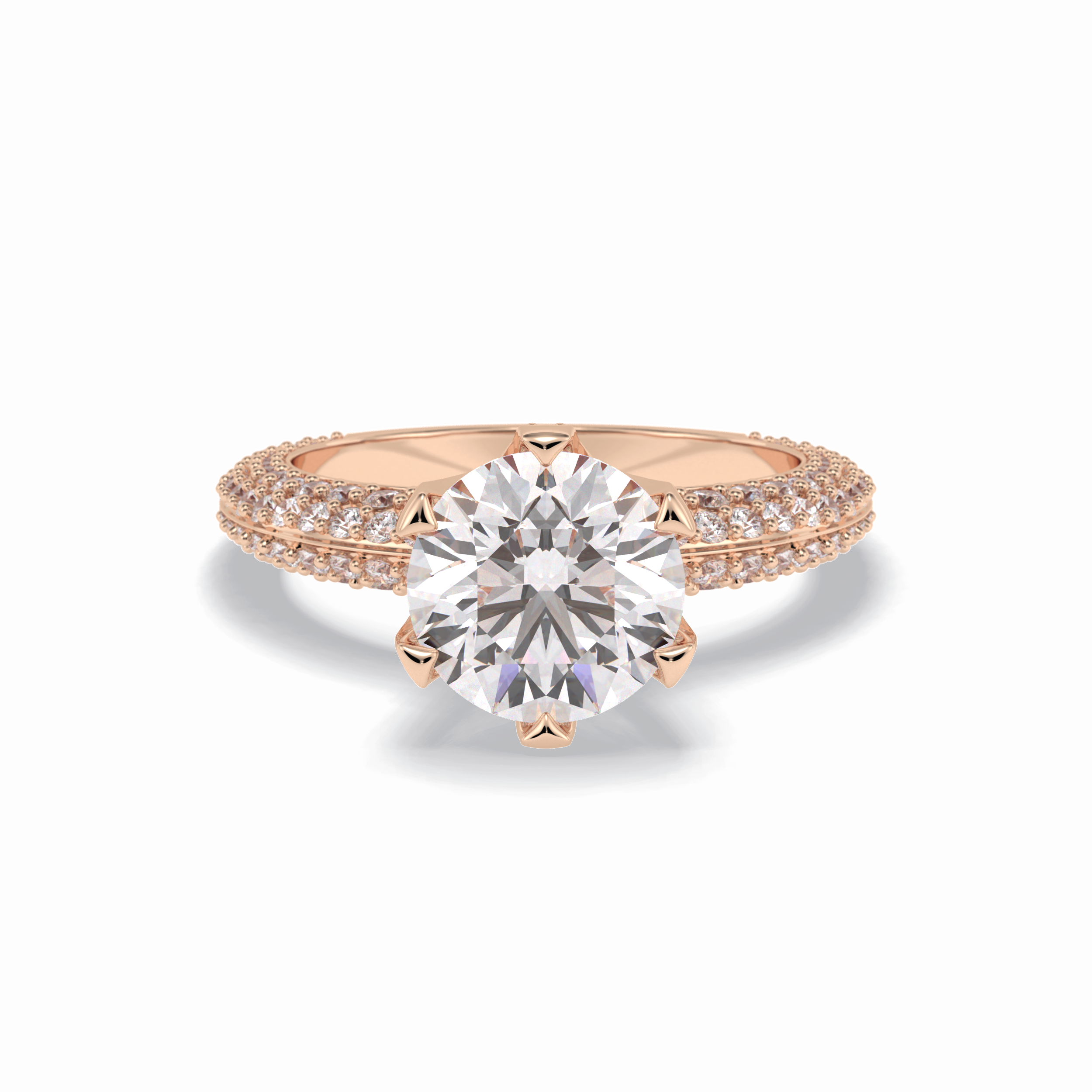 Round Pave Lab Grown Diamond Engagement Ring