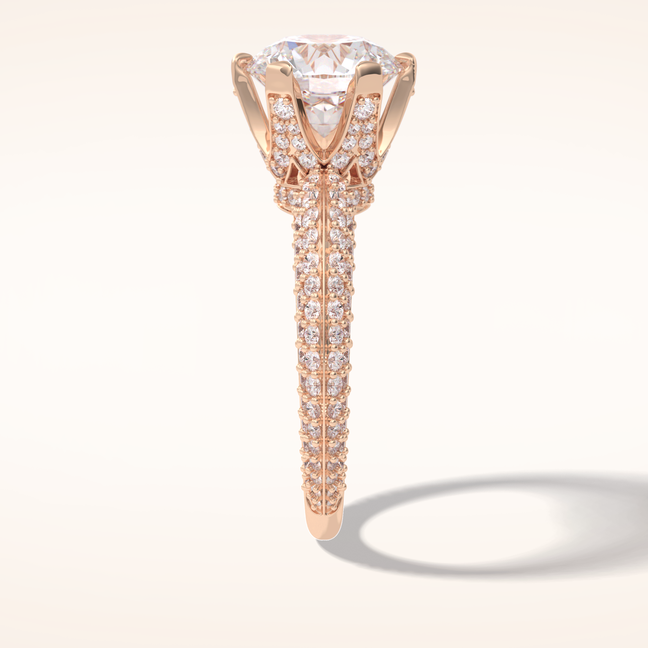 2.5 CT Round Shaped Pave Moissanite Engagement Ring