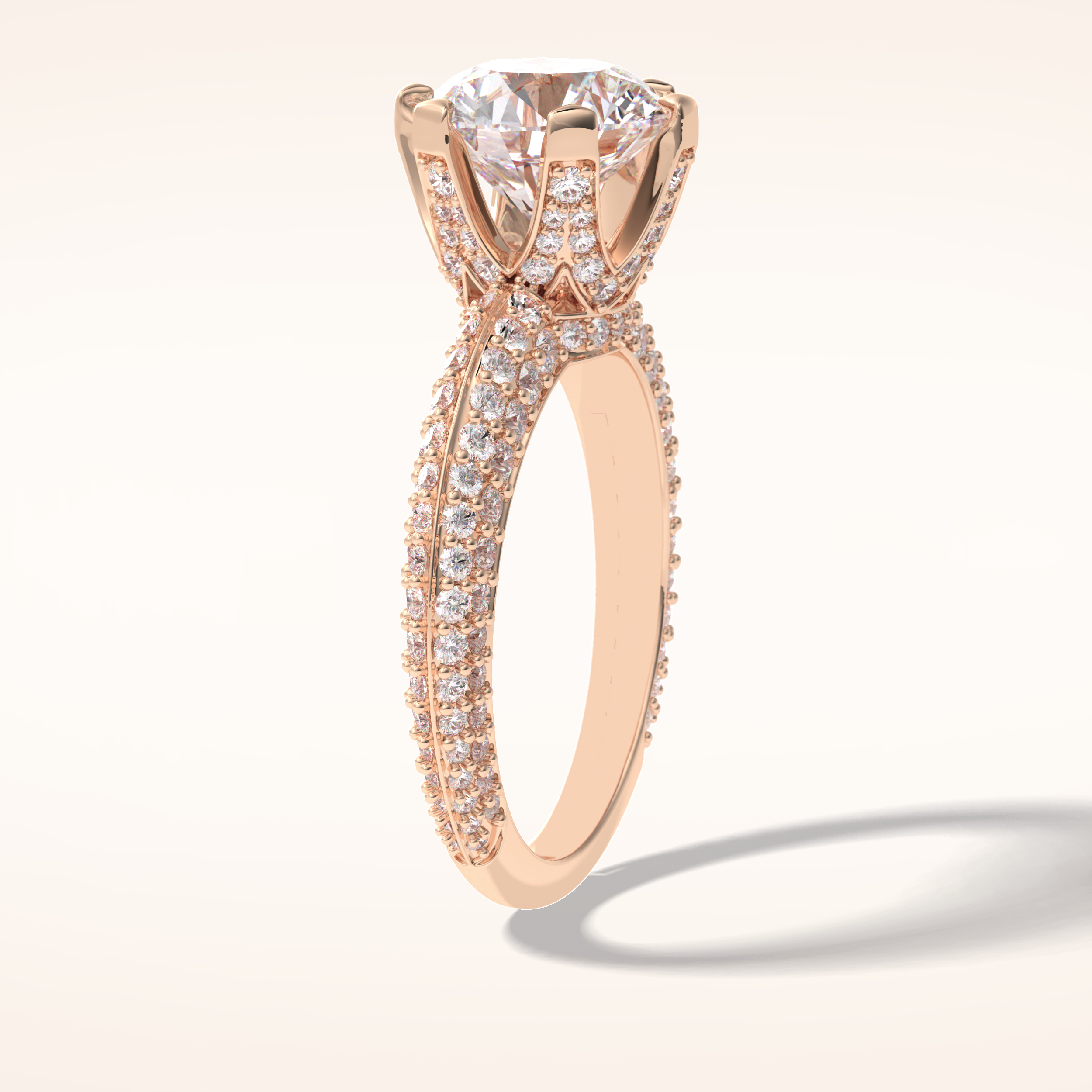 2.5 CT Round Shaped Pave Moissanite Engagement Ring