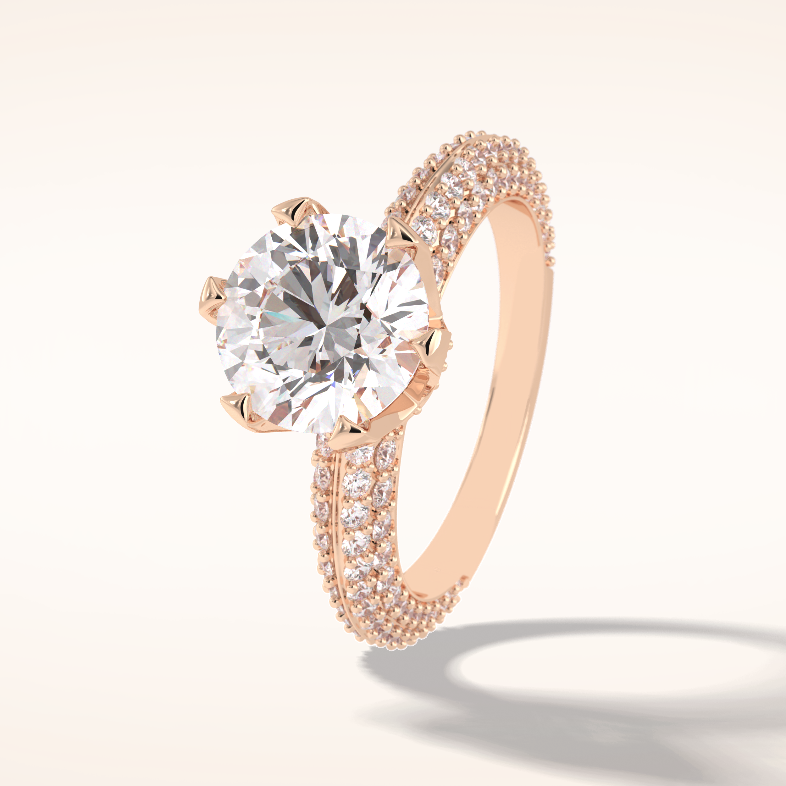 2.5 CT Round Shaped Pave Moissanite Engagement Ring