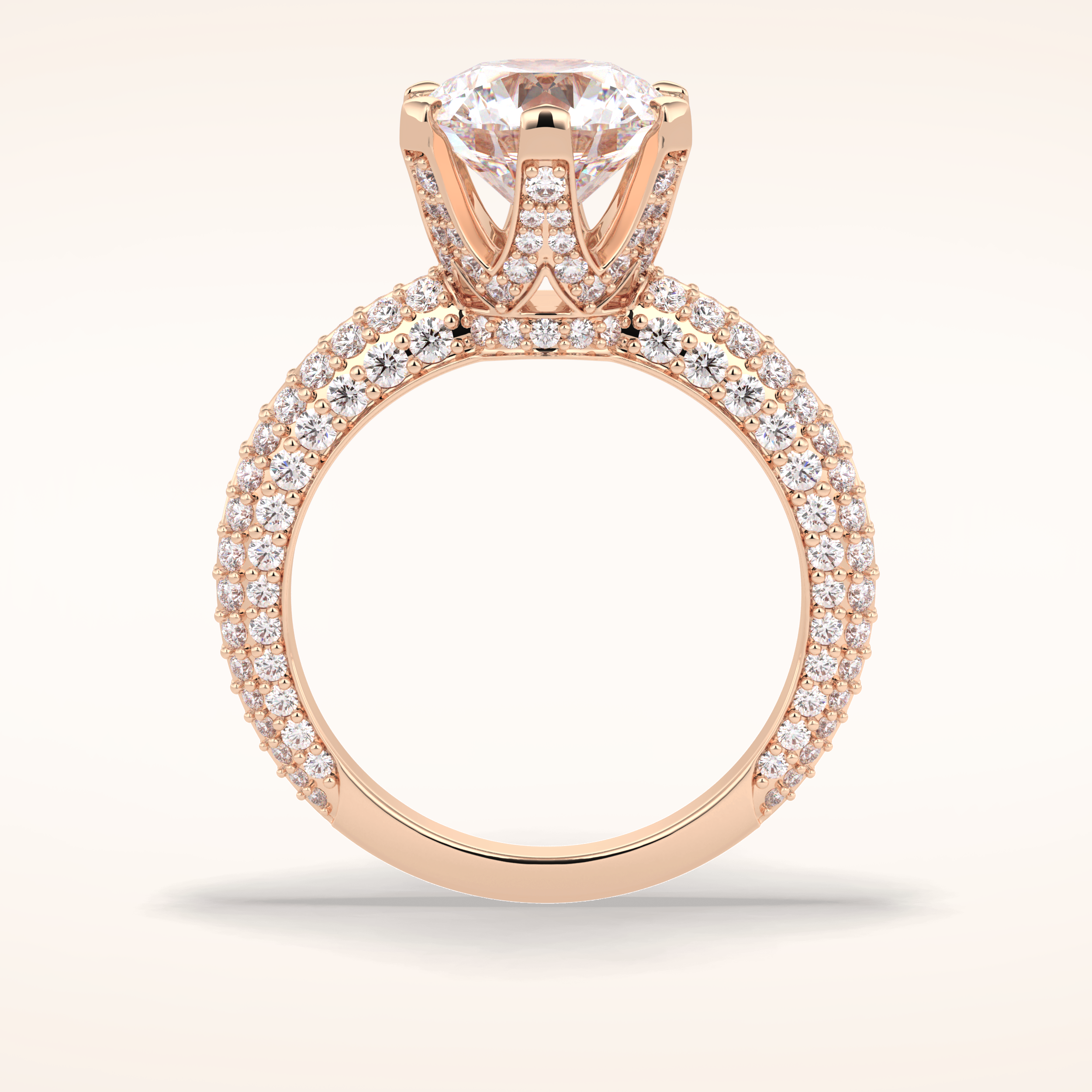 2.5 CT Round Shaped Pave Moissanite Engagement Ring