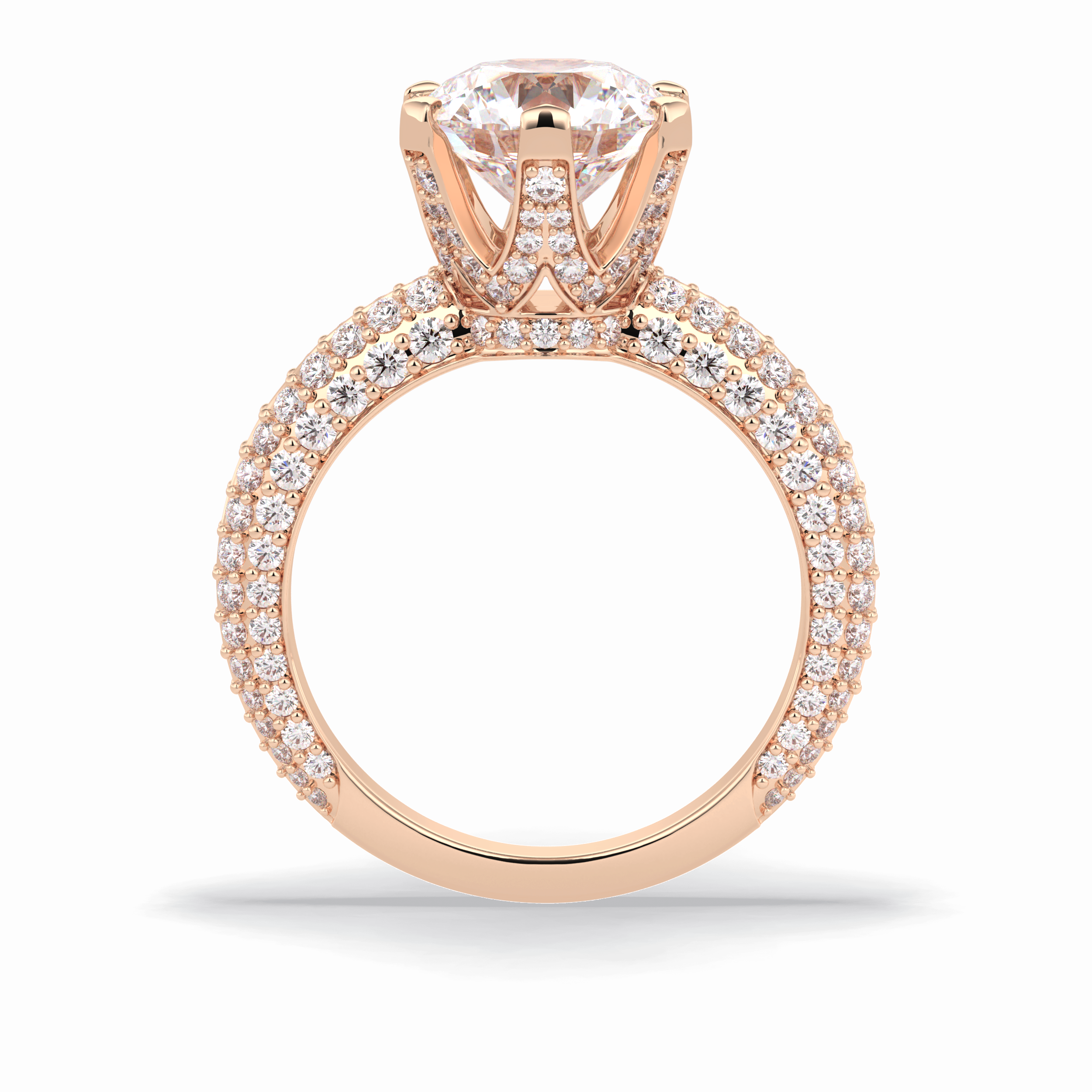 Round Pave Lab Grown Diamond Engagement Ring