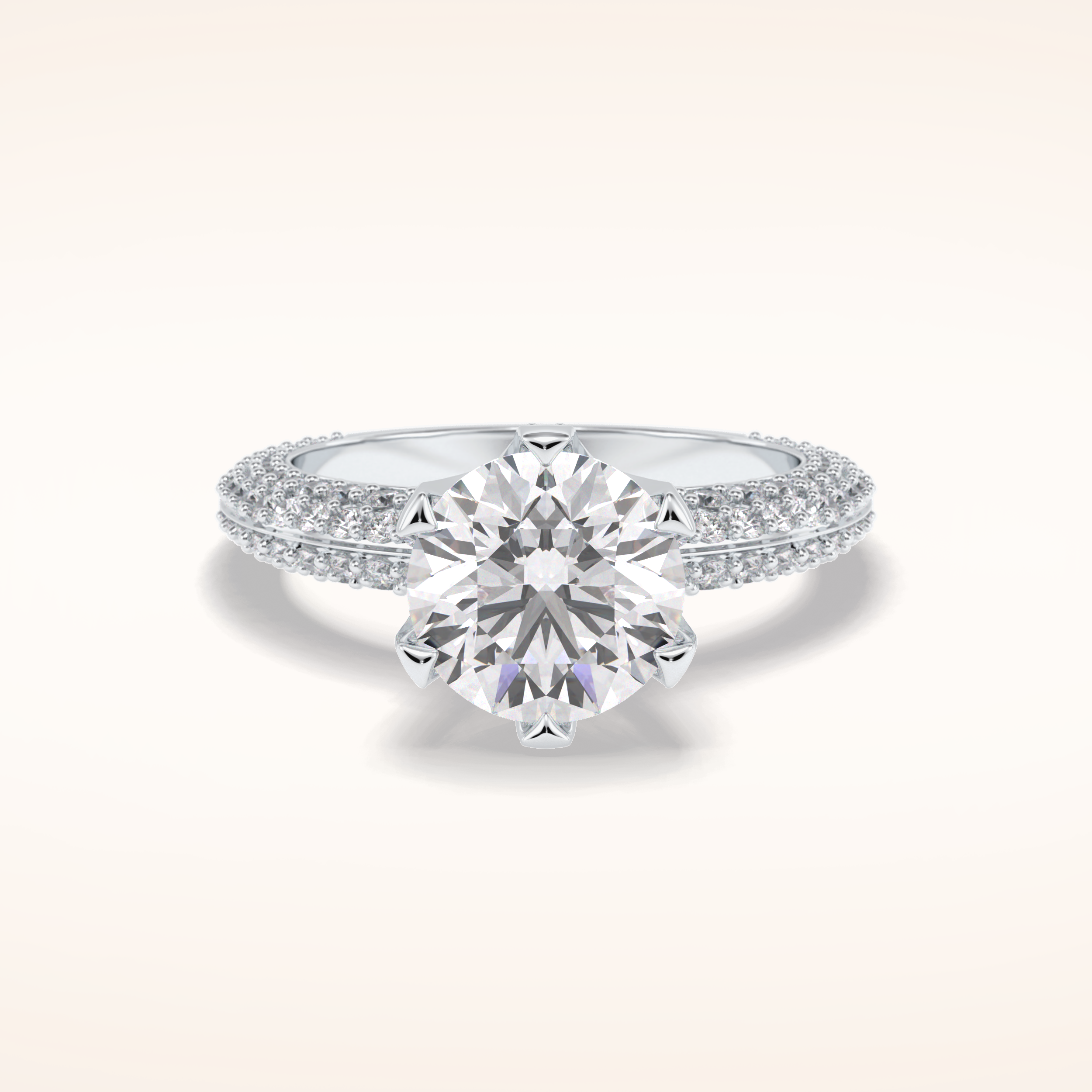 2.5 CT Round Shaped Pave Moissanite Engagement Ring