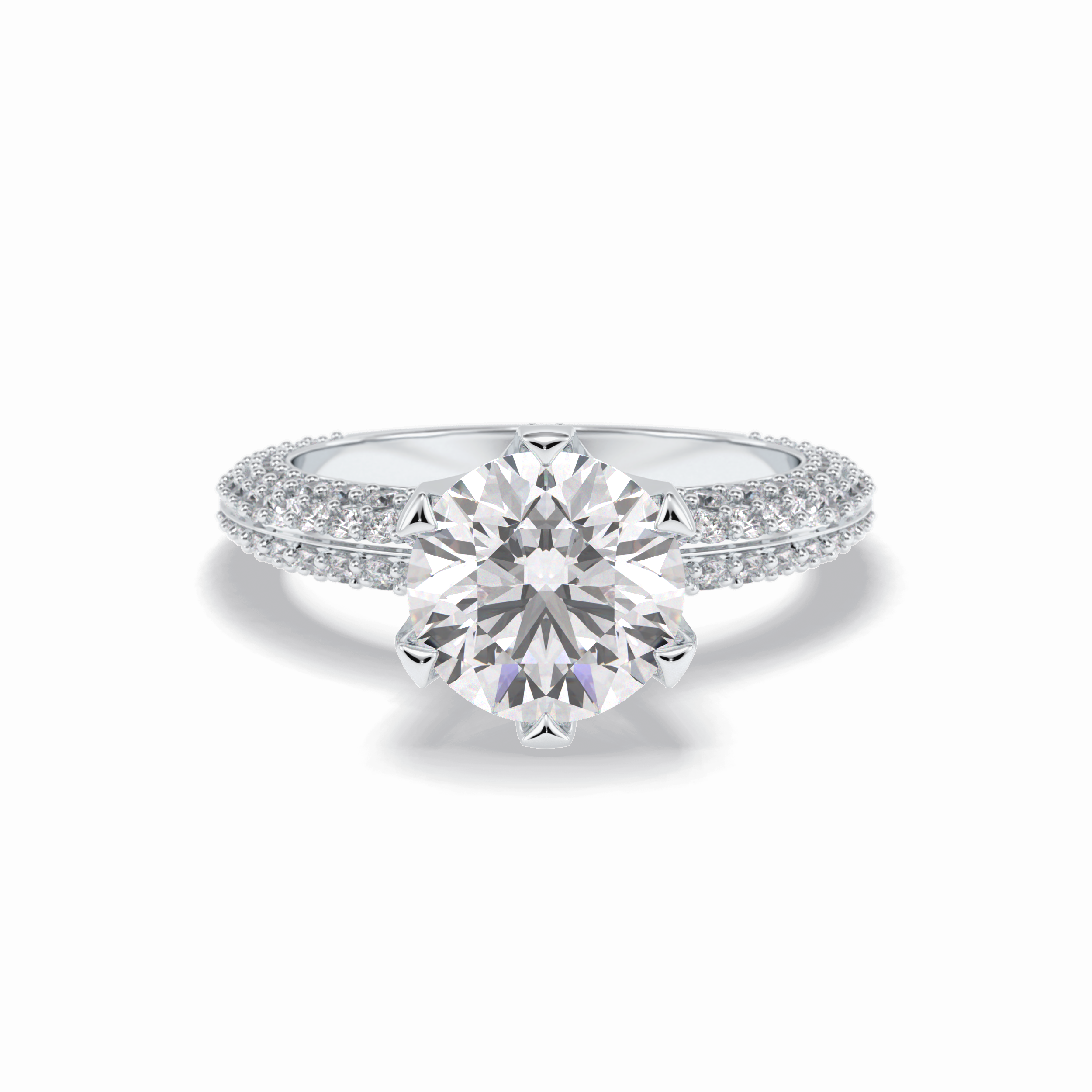 Round Pave Lab Grown Diamond Engagement Ring