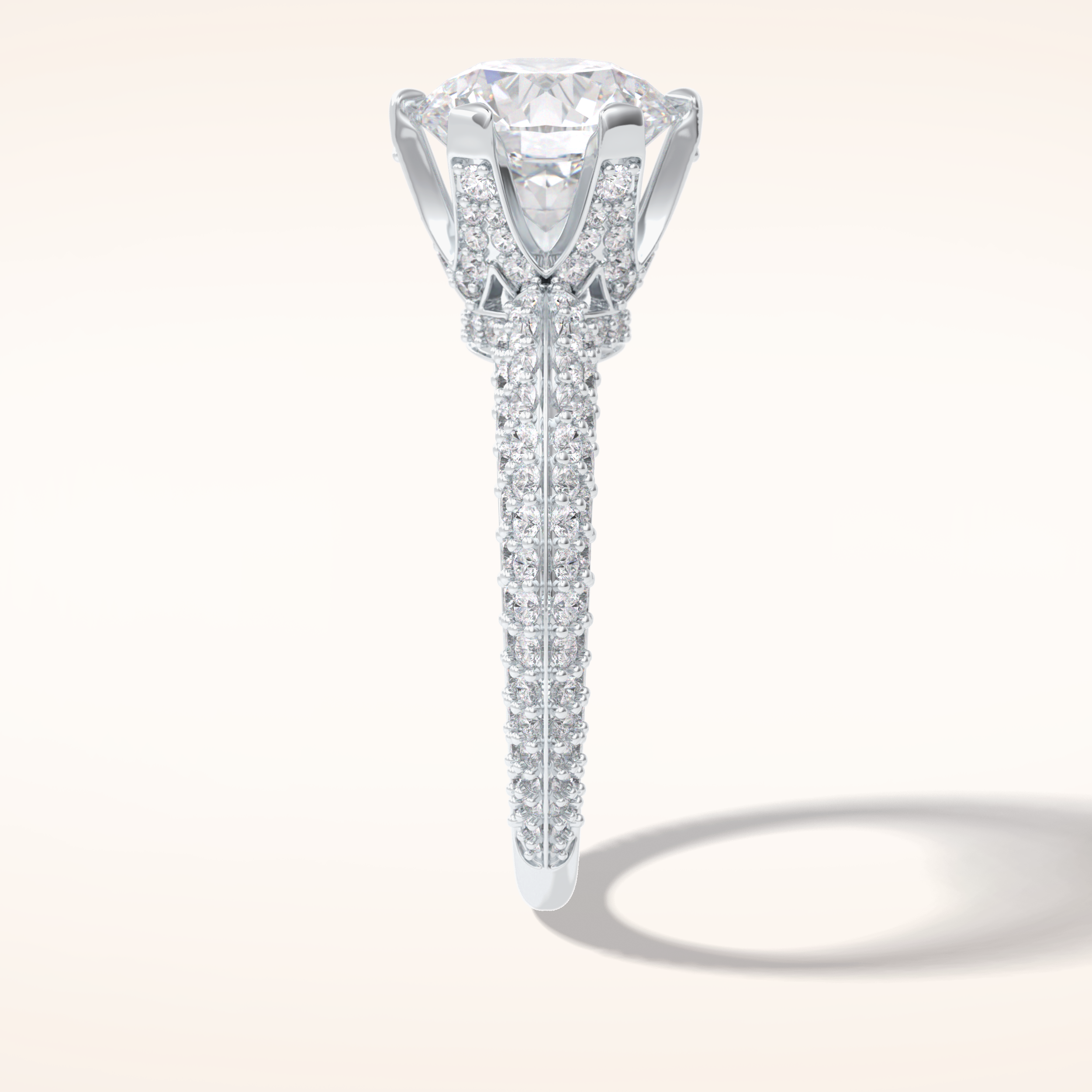 2.5 CT Round Shaped Pave Moissanite Engagement Ring