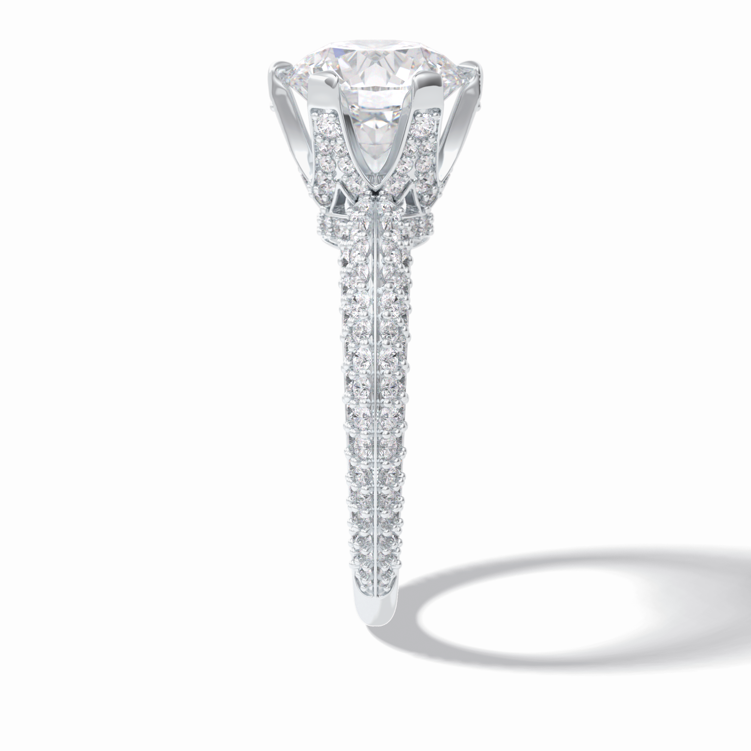 Round Pave Lab Grown Diamond Engagement Ring