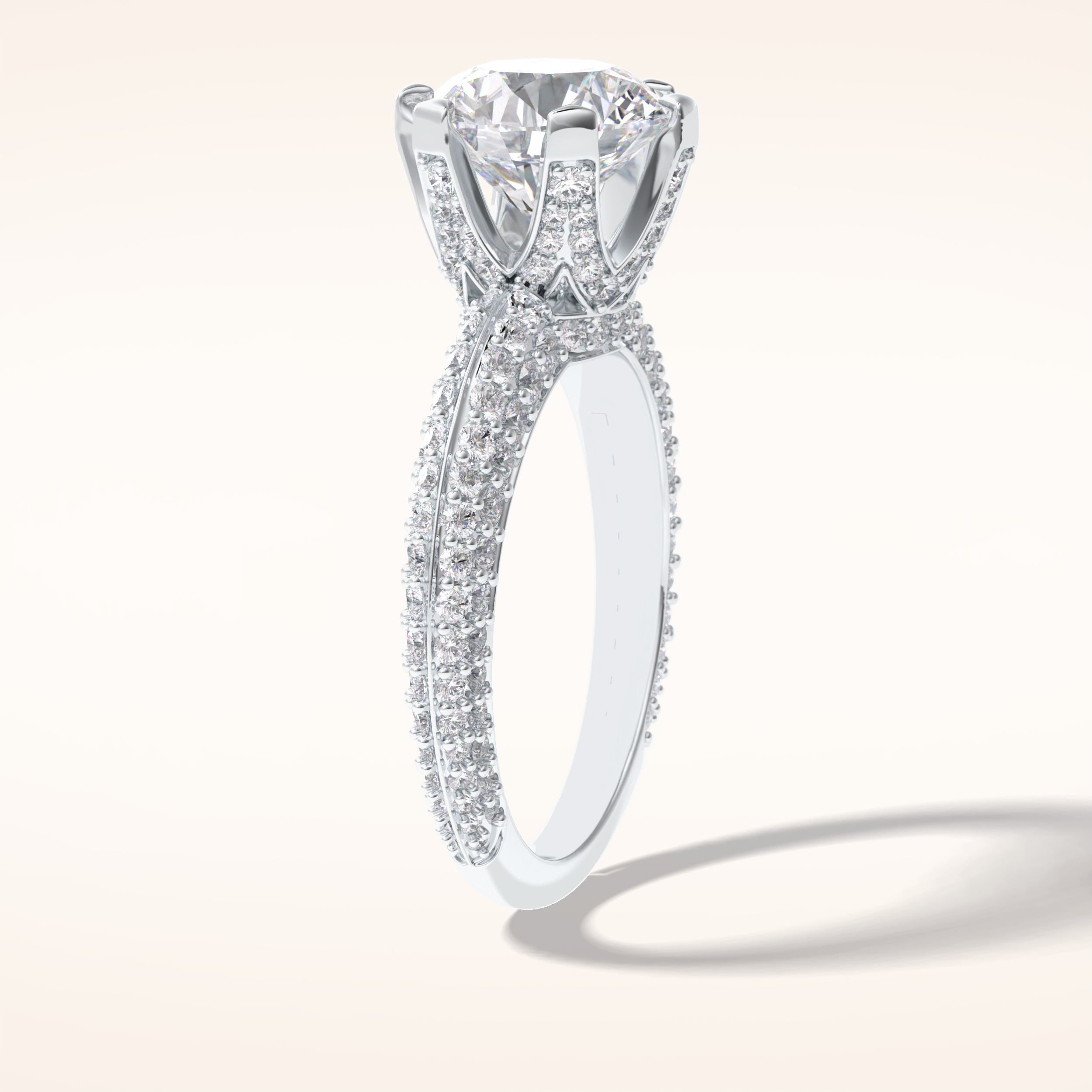 2.5 CT Round Shaped Pave Moissanite Engagement Ring