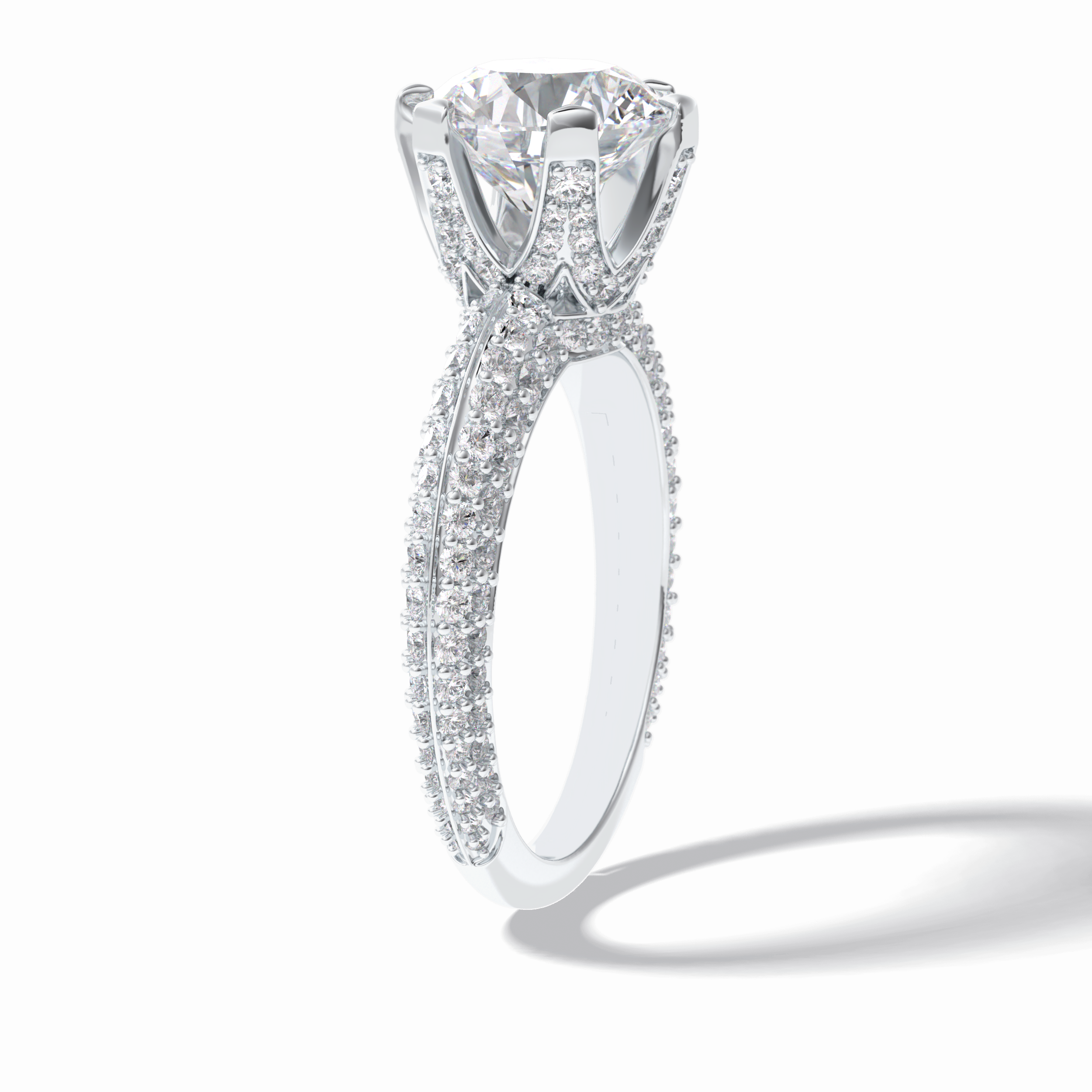 Round Pave Lab Grown Diamond Engagement Ring