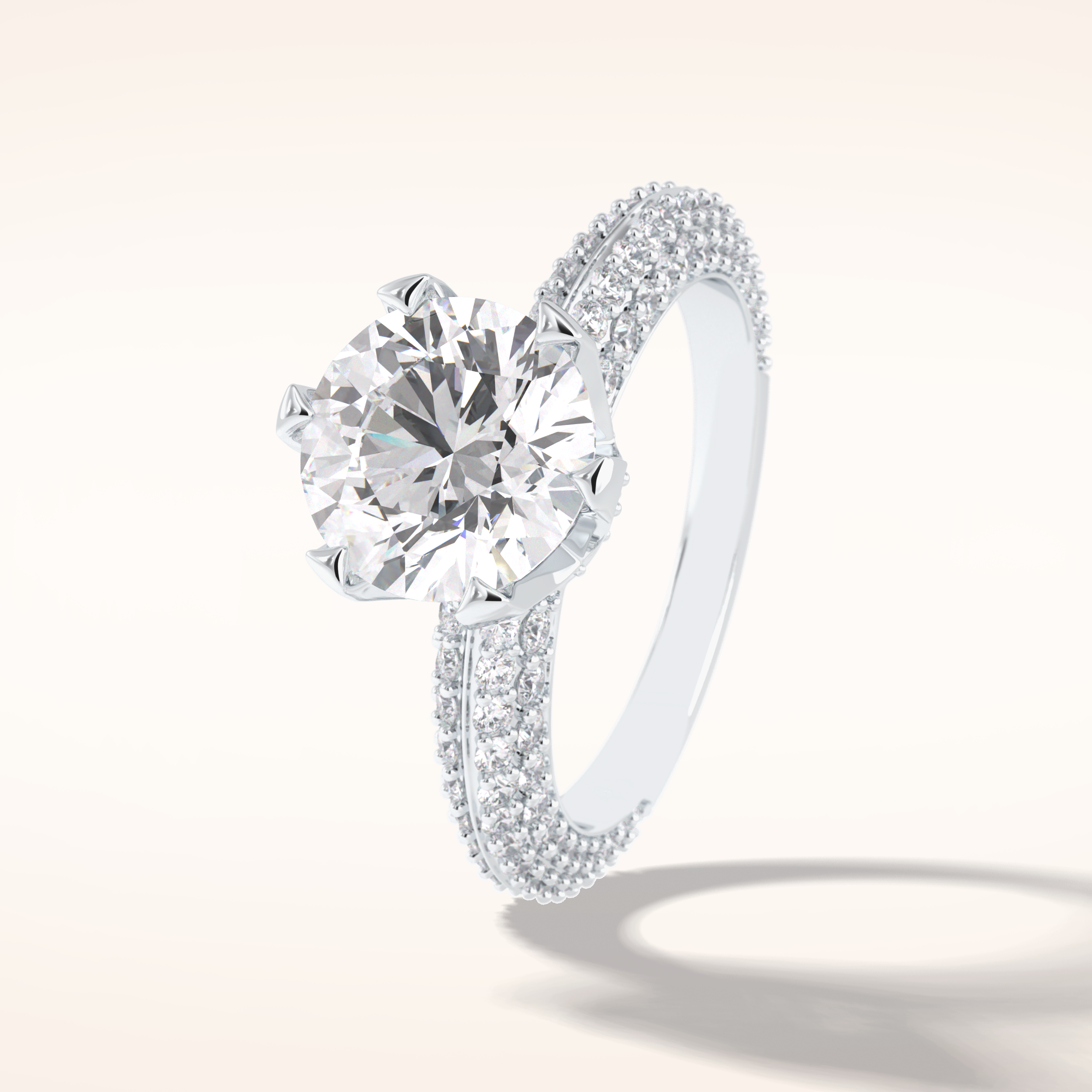 2.5 CT Round Shaped Pave Moissanite Engagement Ring