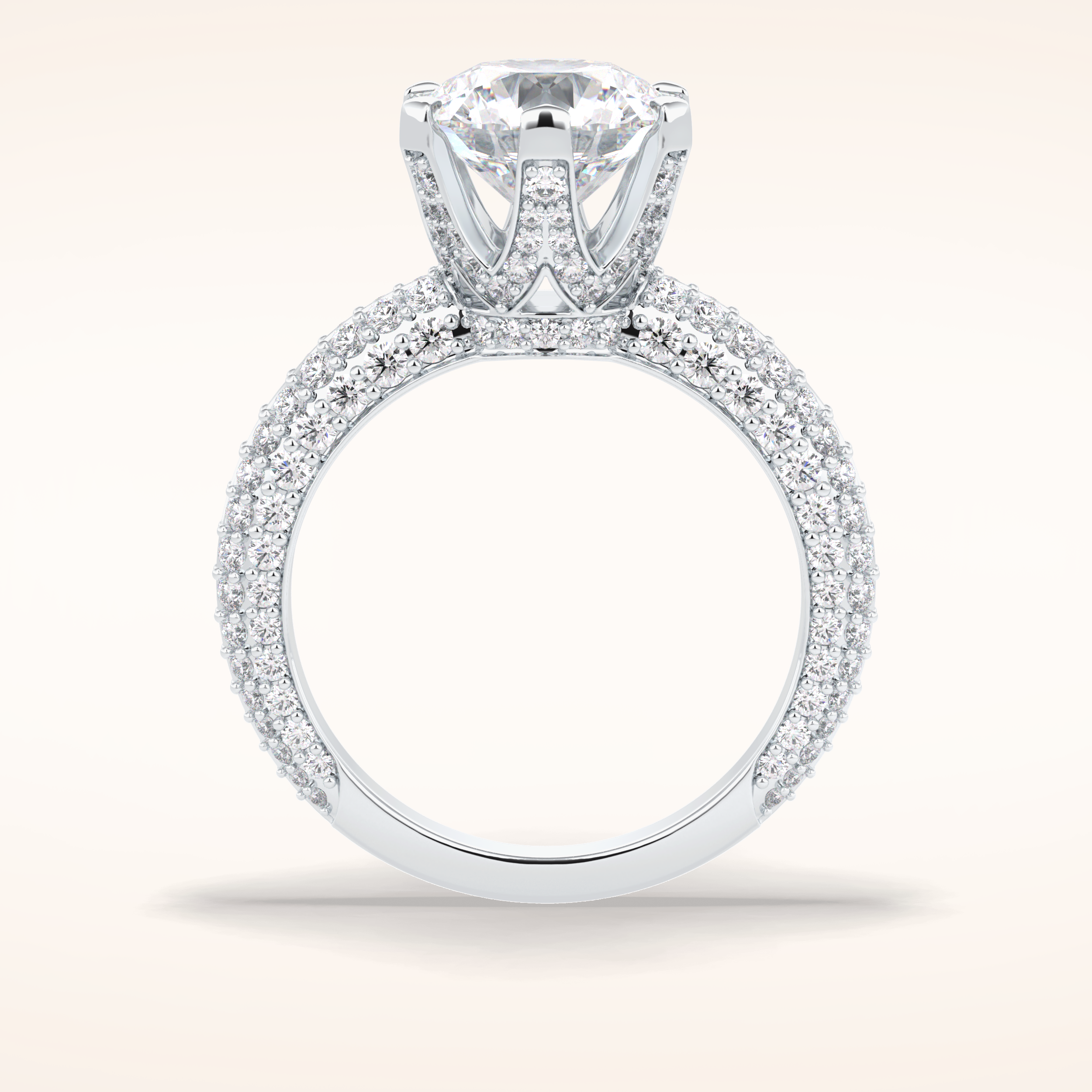 2.5 CT Round Shaped Pave Moissanite Engagement Ring