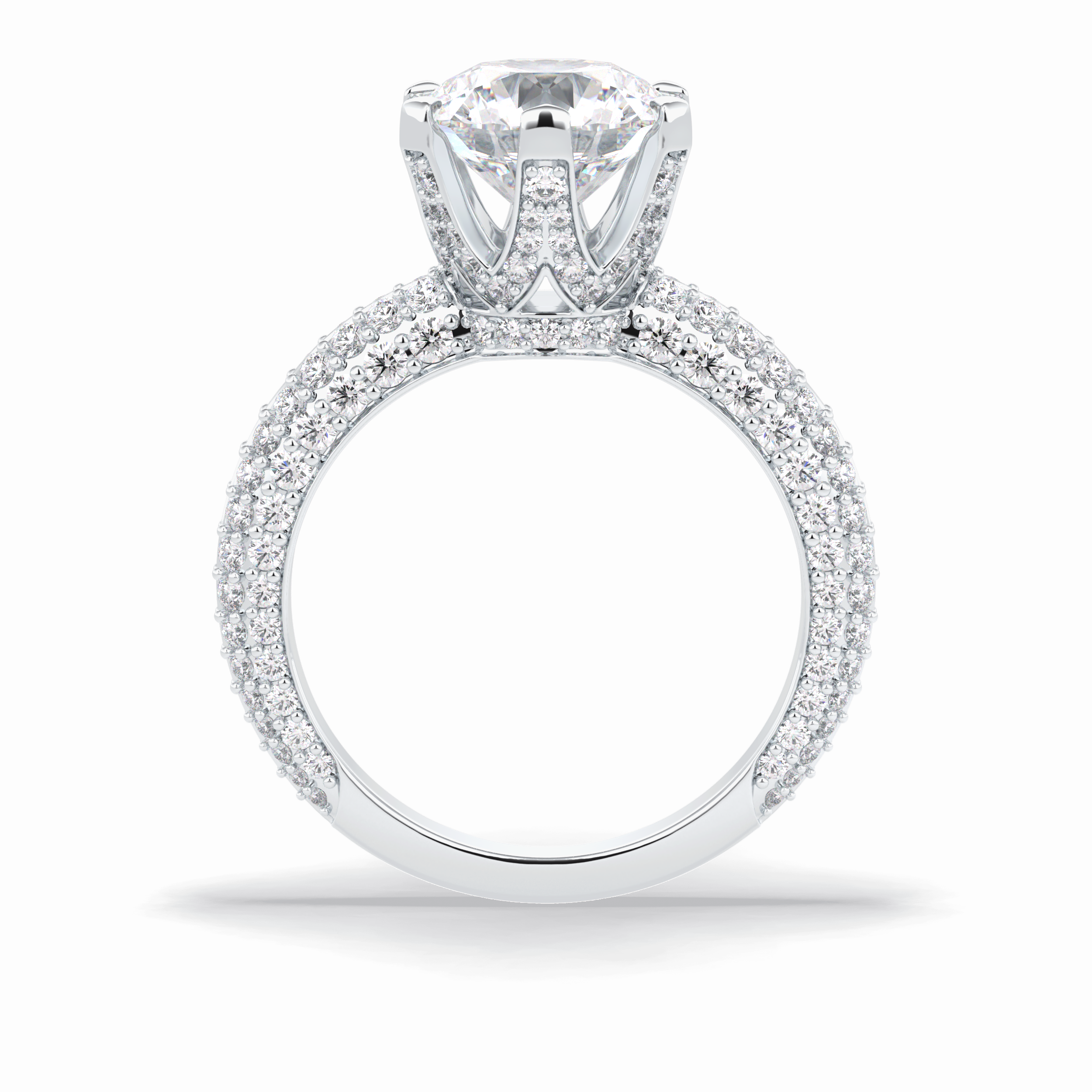 Round Pave Lab Grown Diamond Engagement Ring