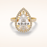 3 CT Pear Shaped Halo & Pave Moissanite Engagement Ring