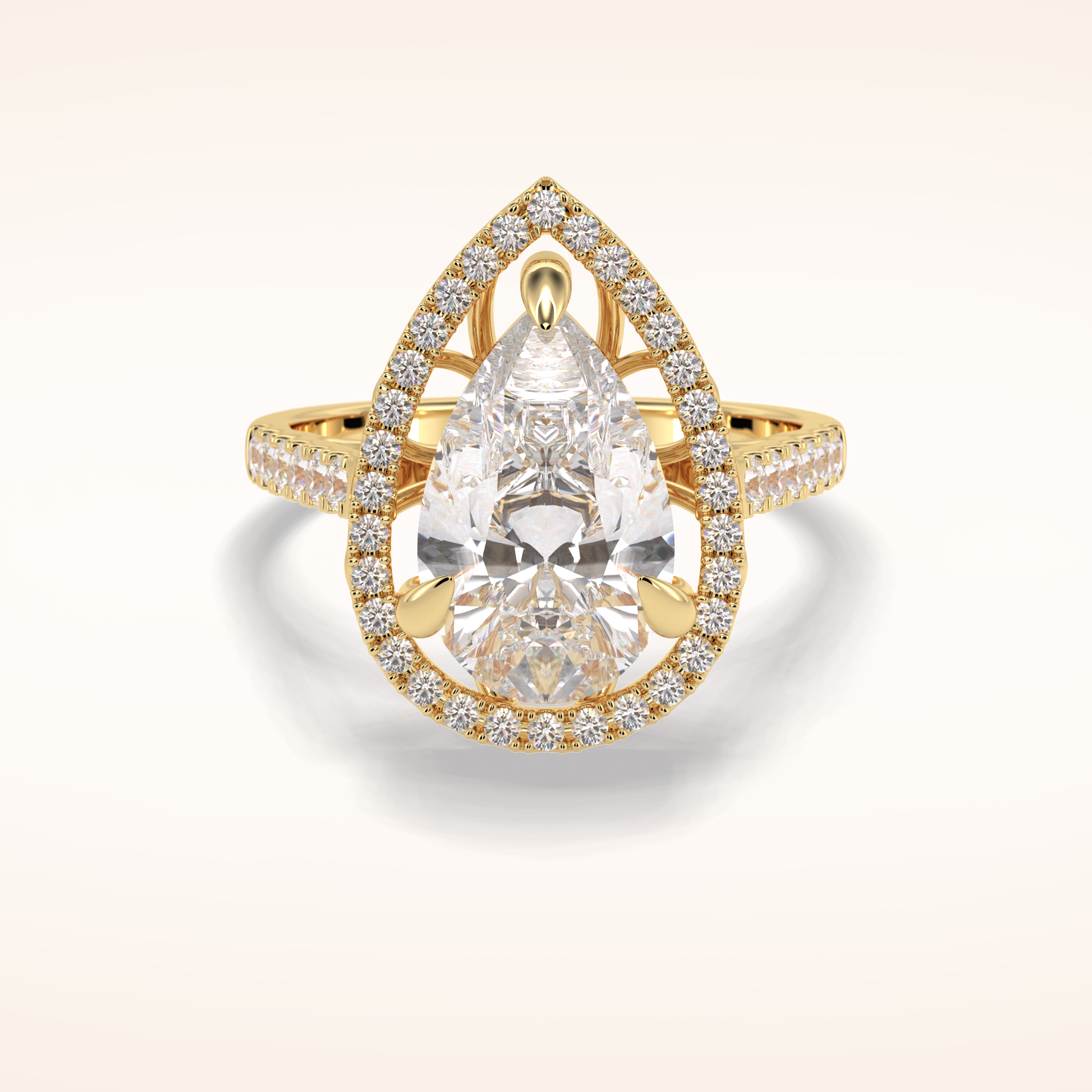 3 CT Pear Shaped Halo & Pave Moissanite Engagement Ring