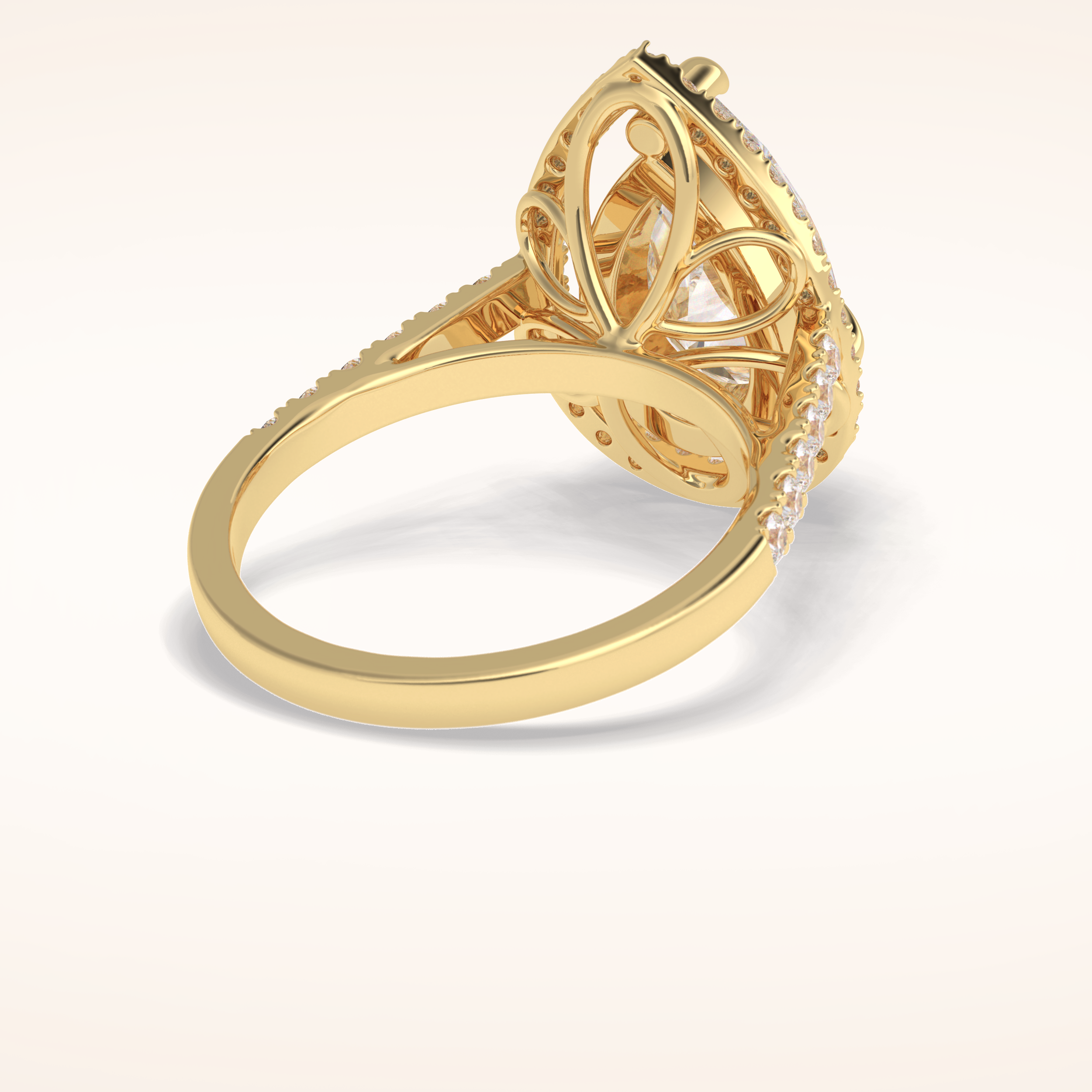3 CT Pear Shaped Halo & Pave Moissanite Engagement Ring