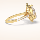 3 CT Pear Shaped Halo & Pave Moissanite Engagement Ring