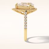 3 CT Pear Shaped Halo & Pave Moissanite Engagement Ring