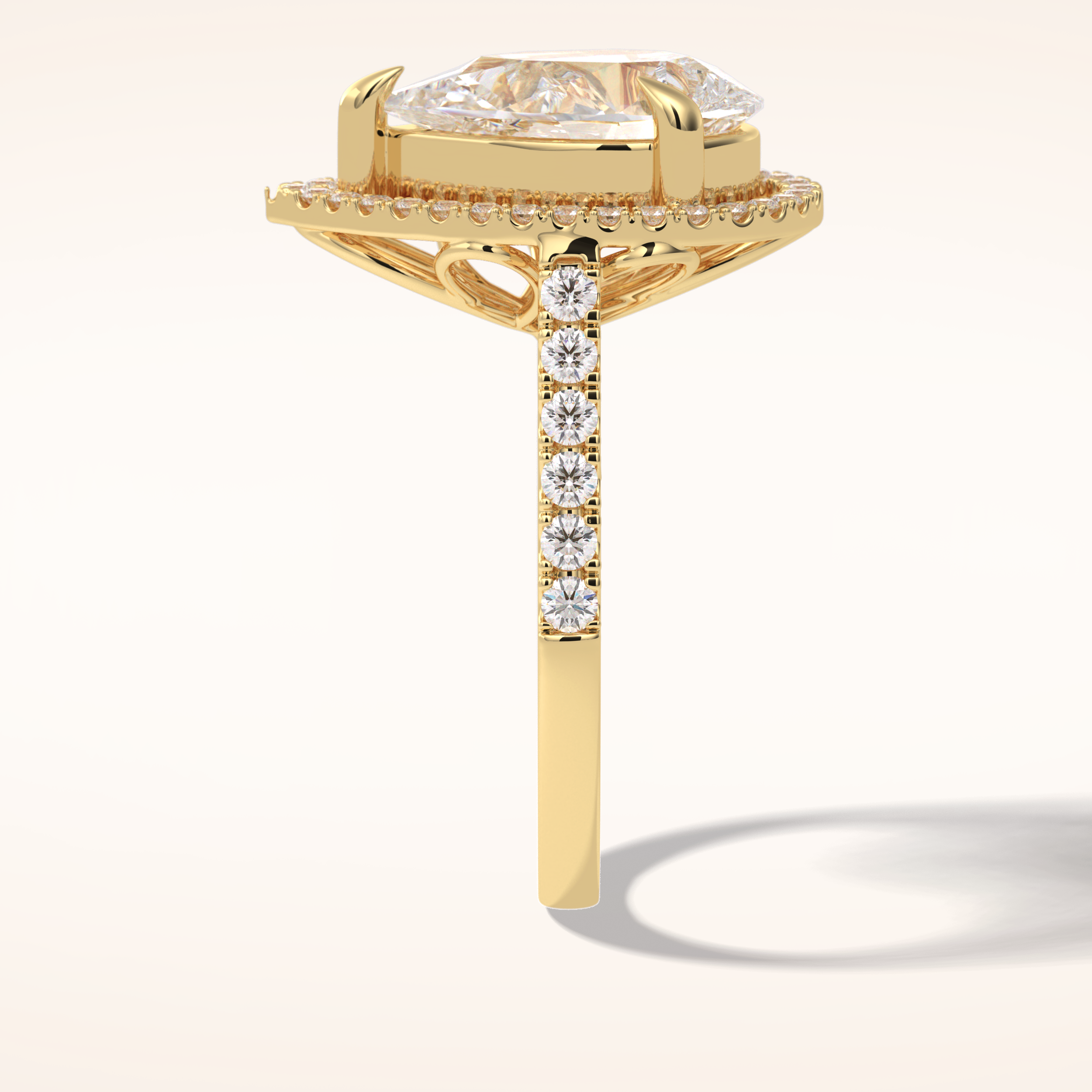 3 CT Pear Shaped Halo & Pave Moissanite Engagement Ring