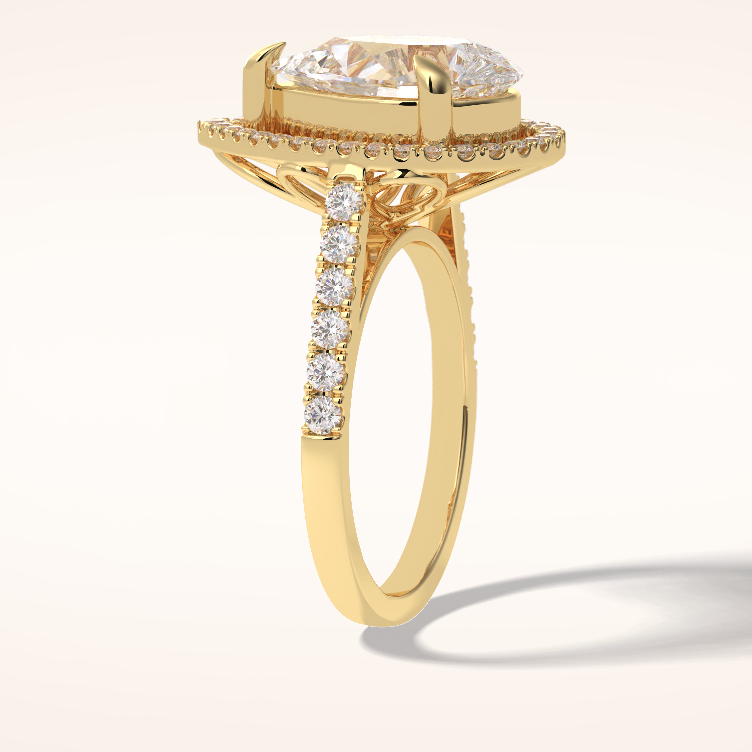 3 CT Pear Shaped Halo & Pave Moissanite Engagement Ring