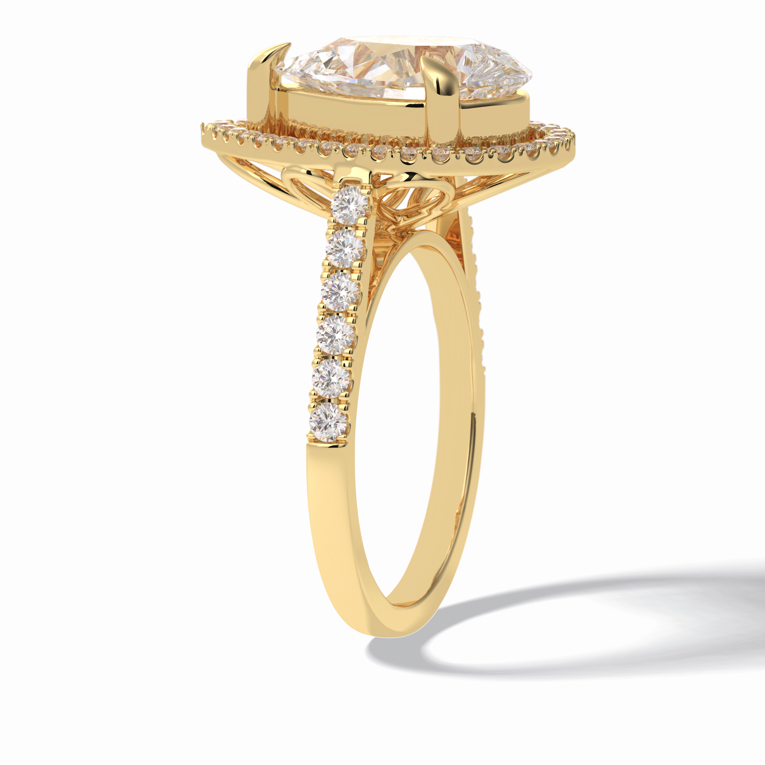 Pear Halo & Pave Lab Grown Diamond Engagement Ring
