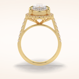 3 CT Pear Shaped Halo & Pave Moissanite Engagement Ring
