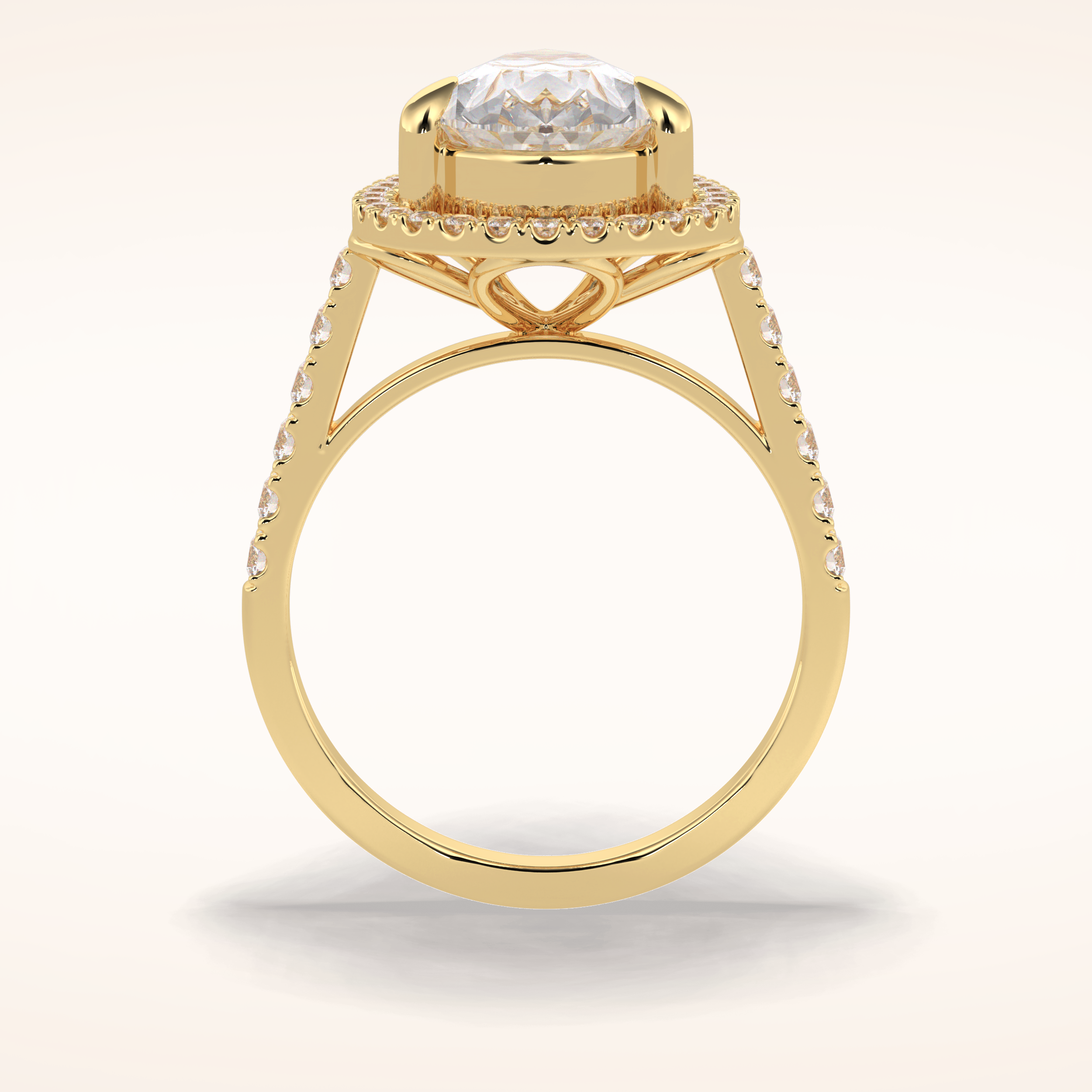 3 CT Pear Shaped Halo & Pave Moissanite Engagement Ring