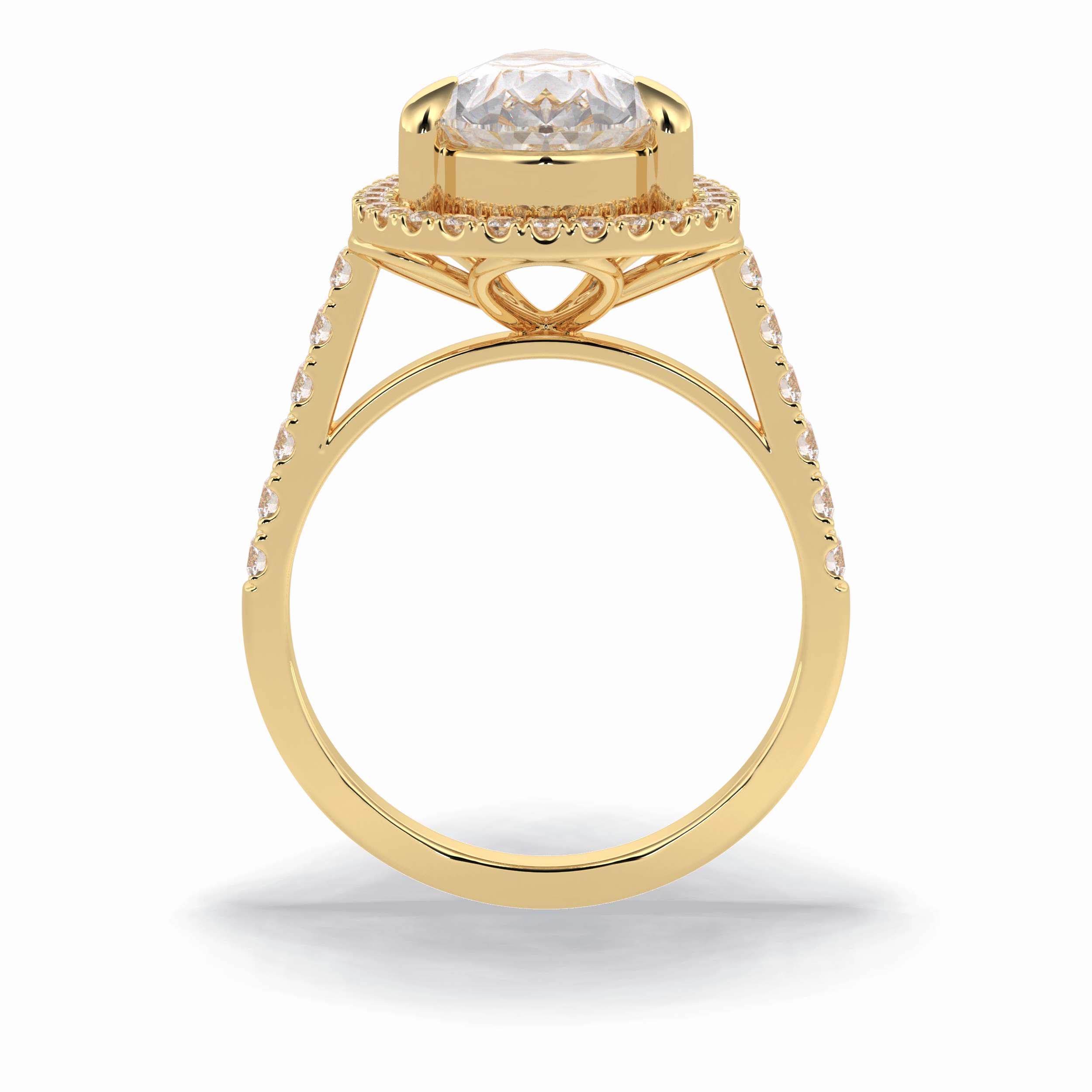 Pear Halo & Pave Lab Grown Diamond Engagement Ring